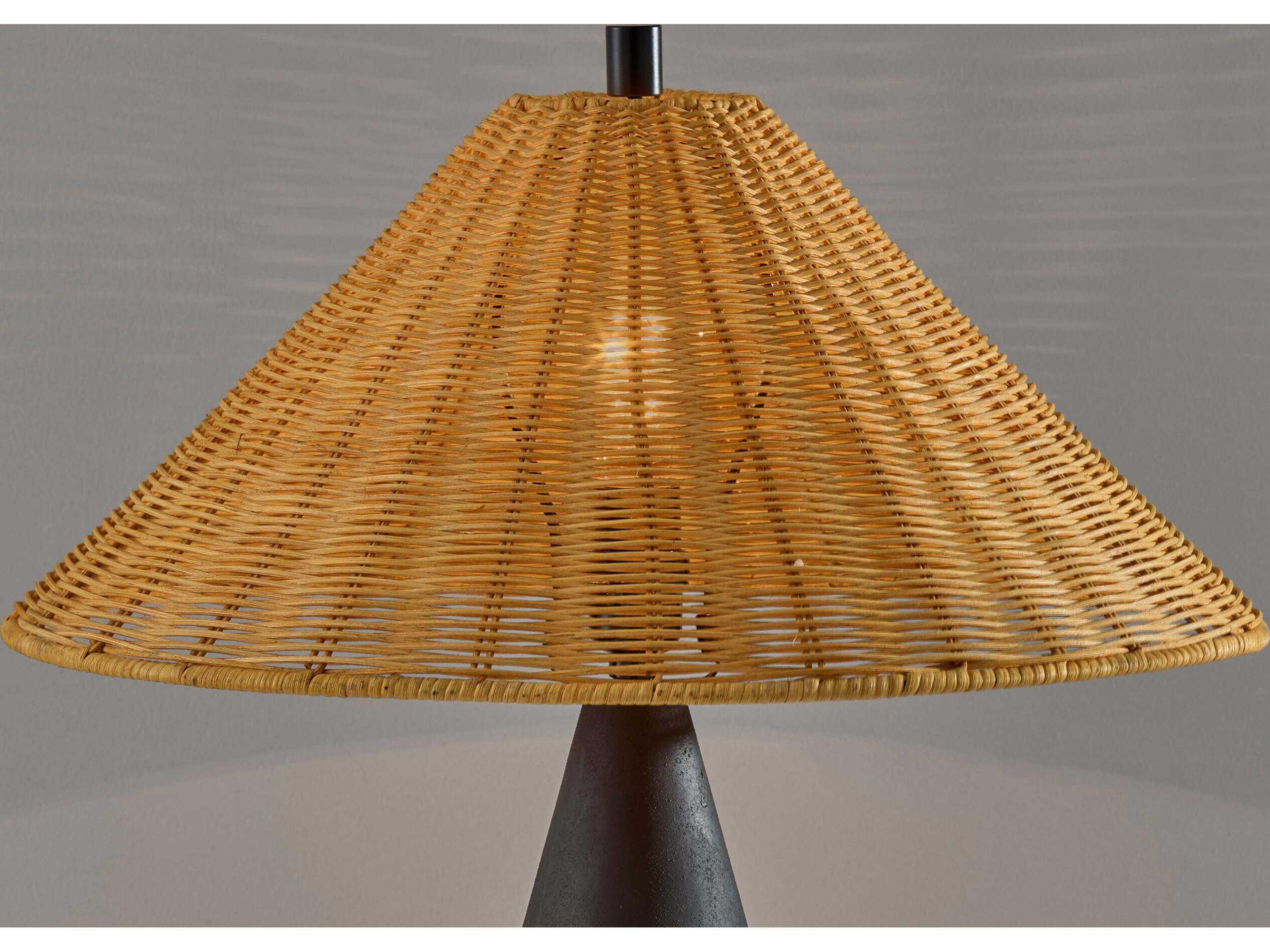 Adesso Lorelei Black Rough Brown Rattan Buffet Lamp