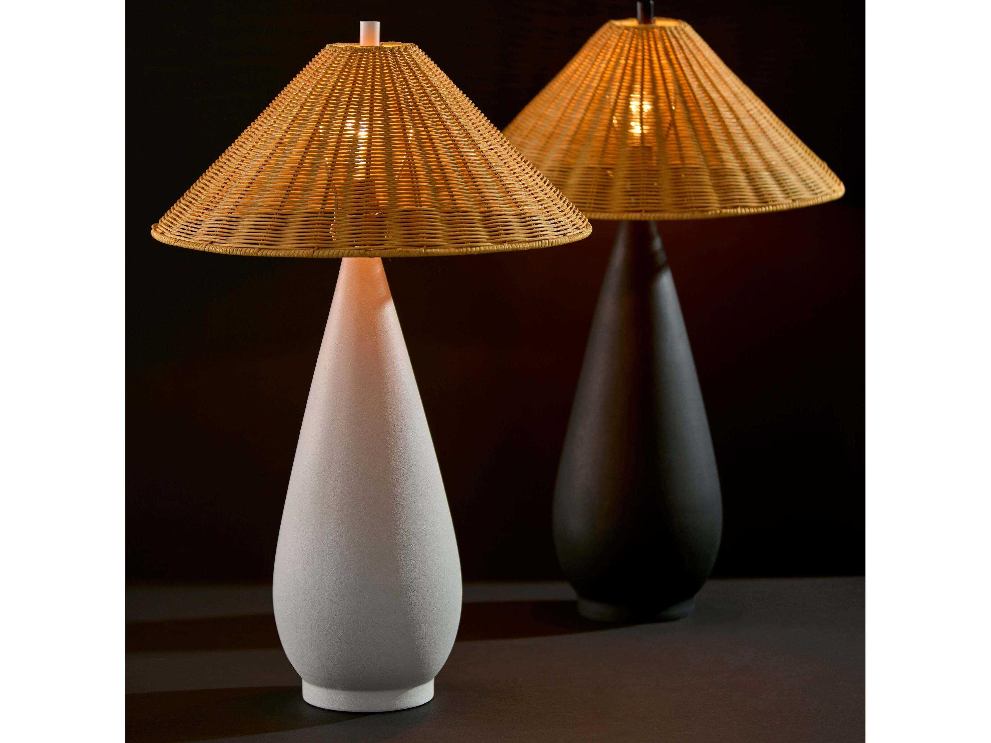 Adesso Lorelei White Rough Brown Rattan Buffet Lamp