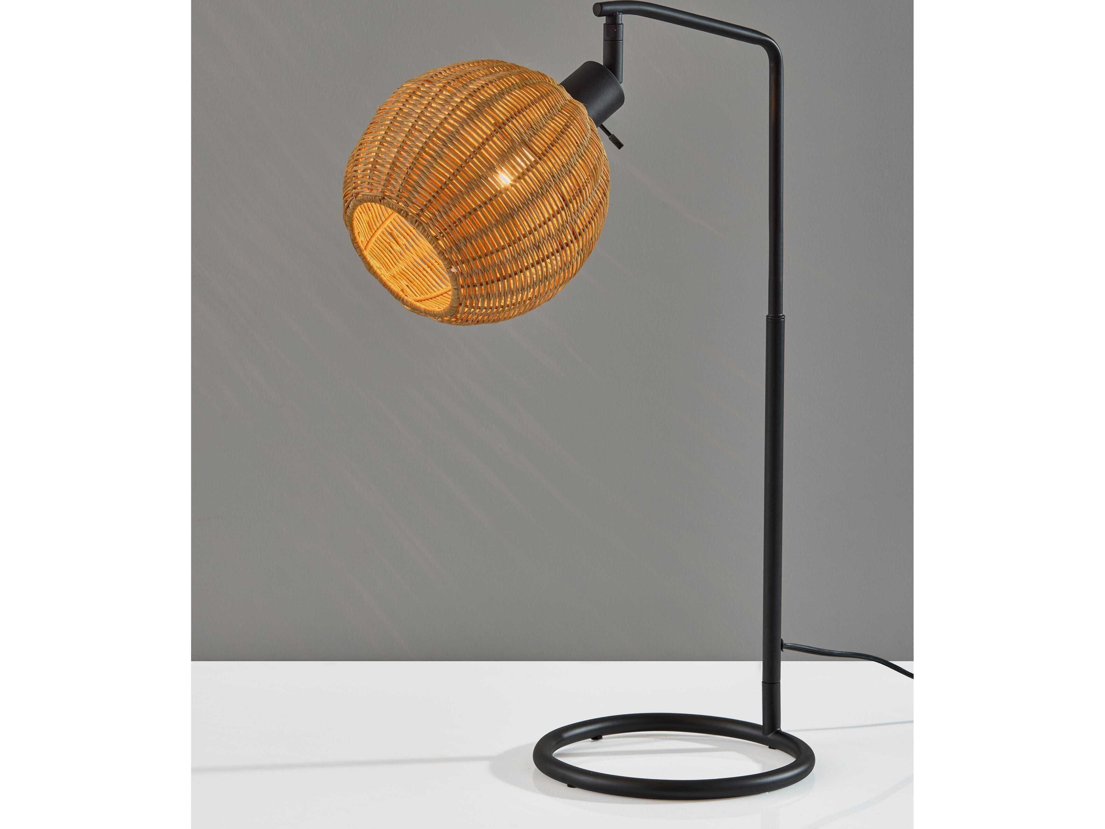 Adesso Maeve Black Brown Rattan Buffet Lamp