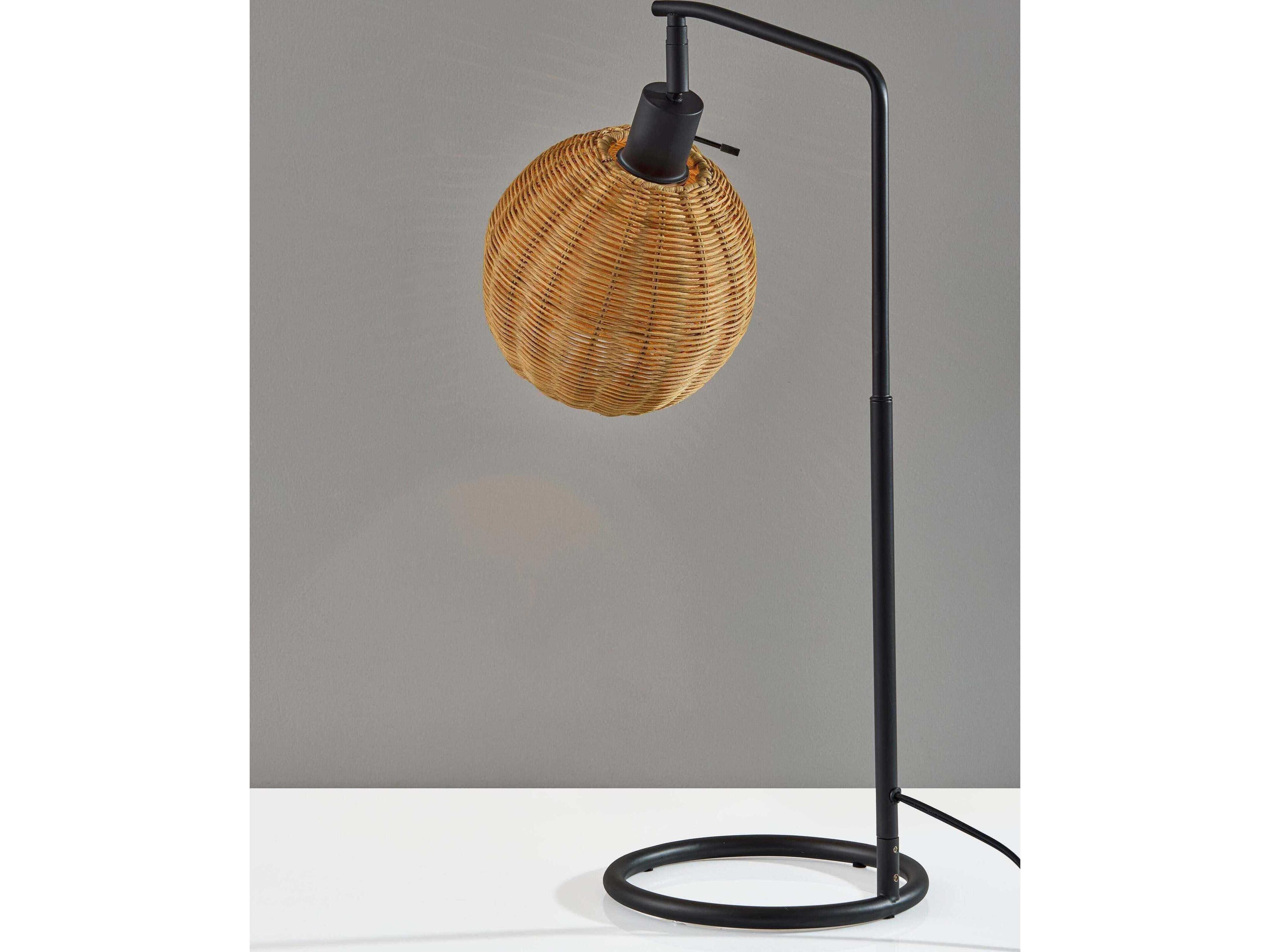 Adesso Maeve Black Brown Rattan Buffet Lamp