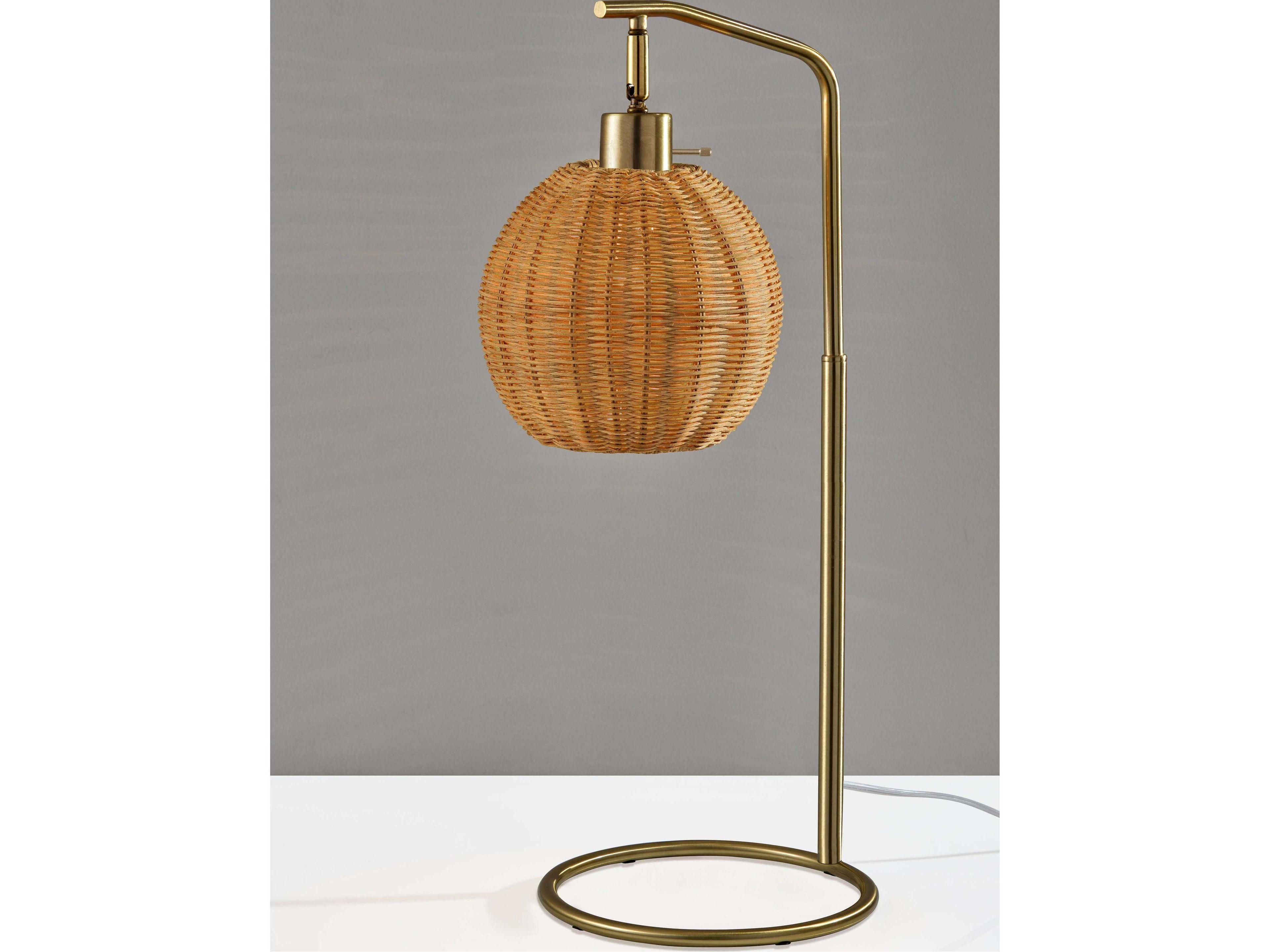 Adesso Maeve Antique Brass Brown Rattan Buffet Lamp