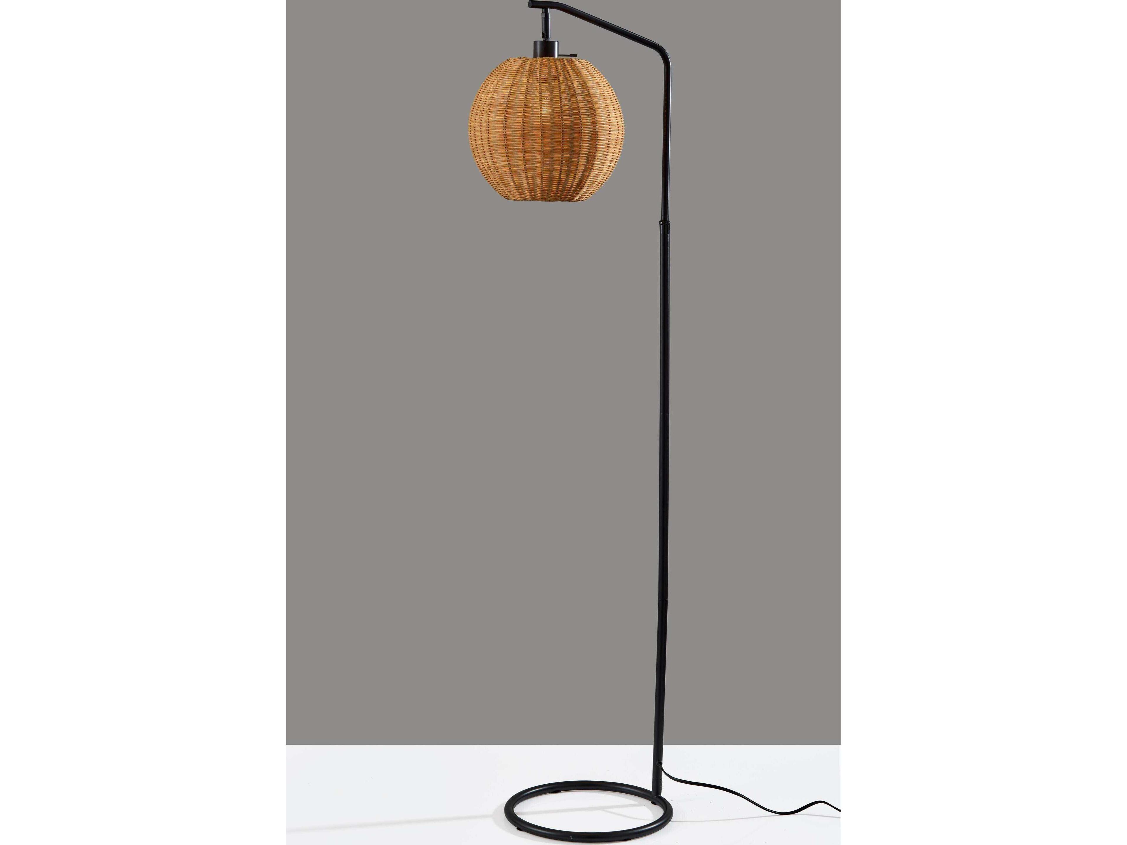 Adesso Maeve Black Brown Rattan Floor Lamp