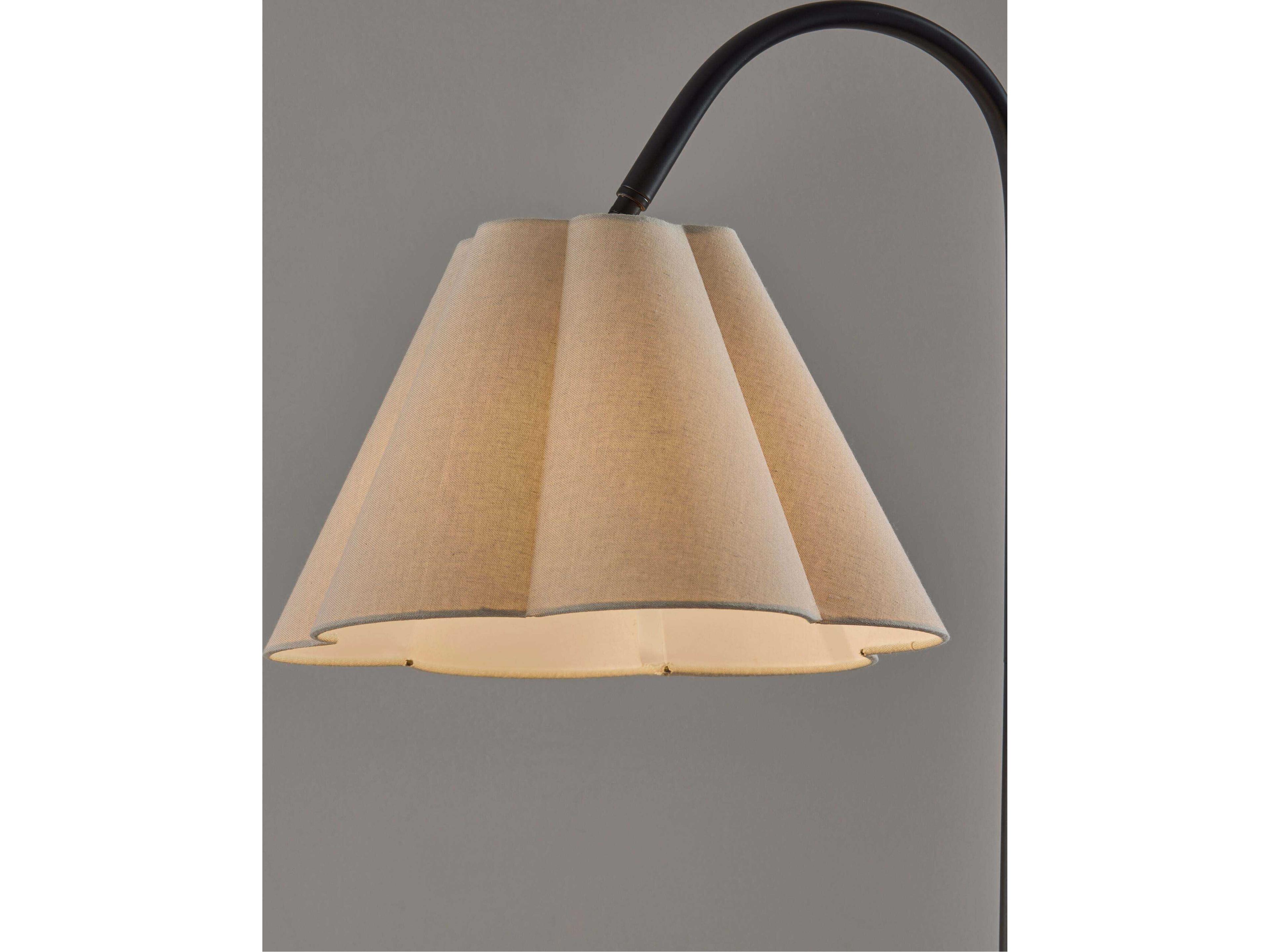 Adesso Kendra Black Oatmeal Linen Fabric Floor Lamp