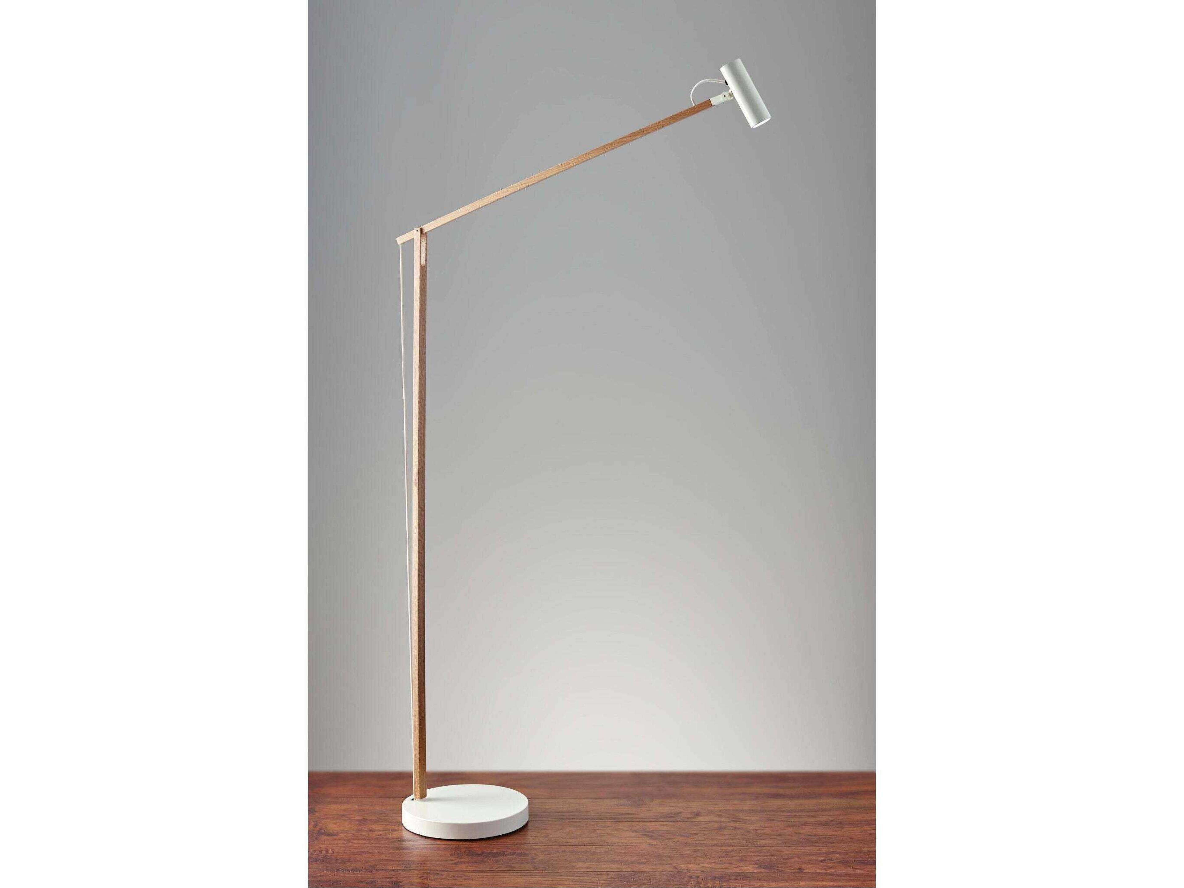 Adesso Crane Natural Ash White Brown Floor Lamp