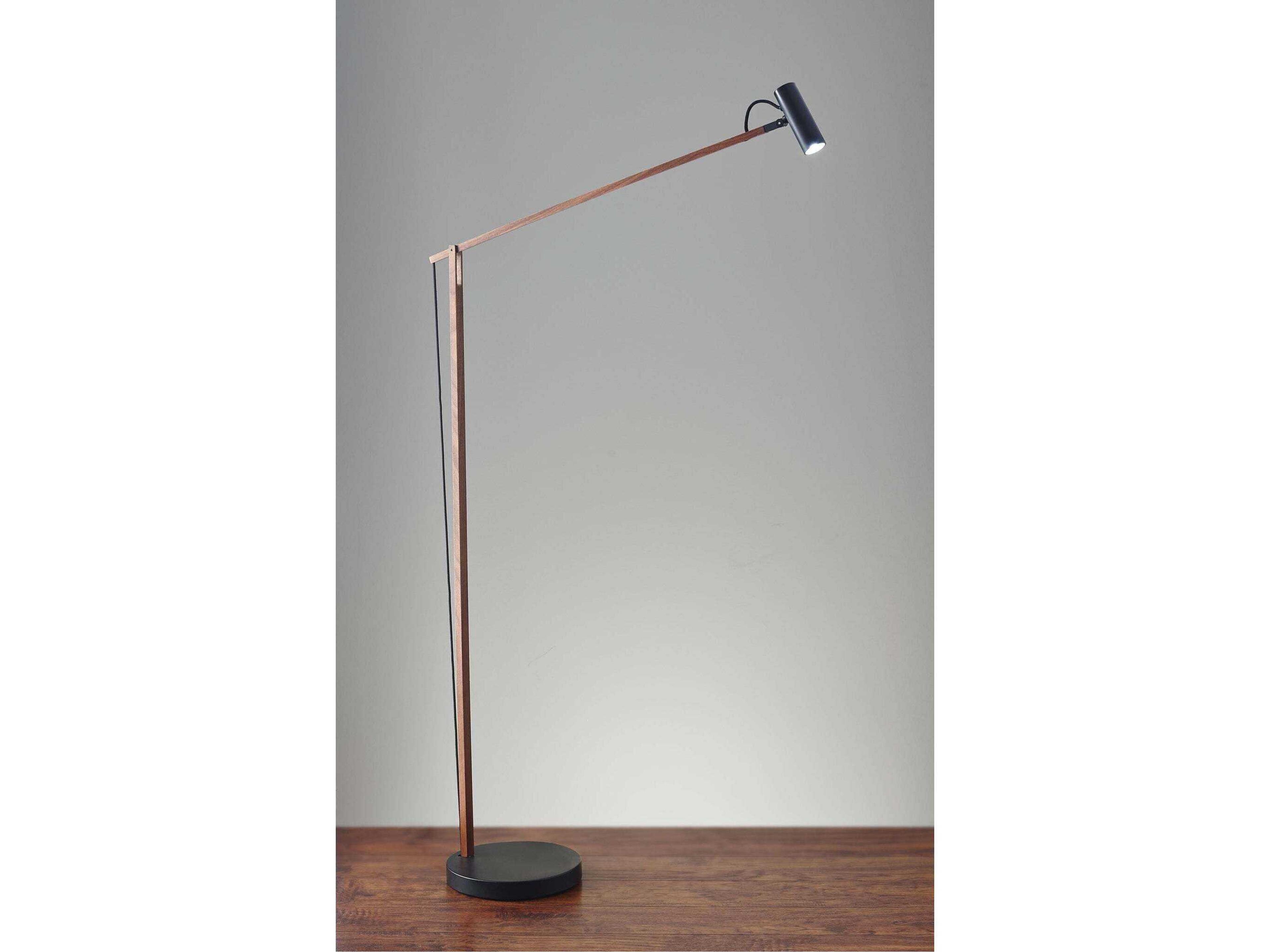 Adesso Crane Walnut Black Brown Floor Lamp