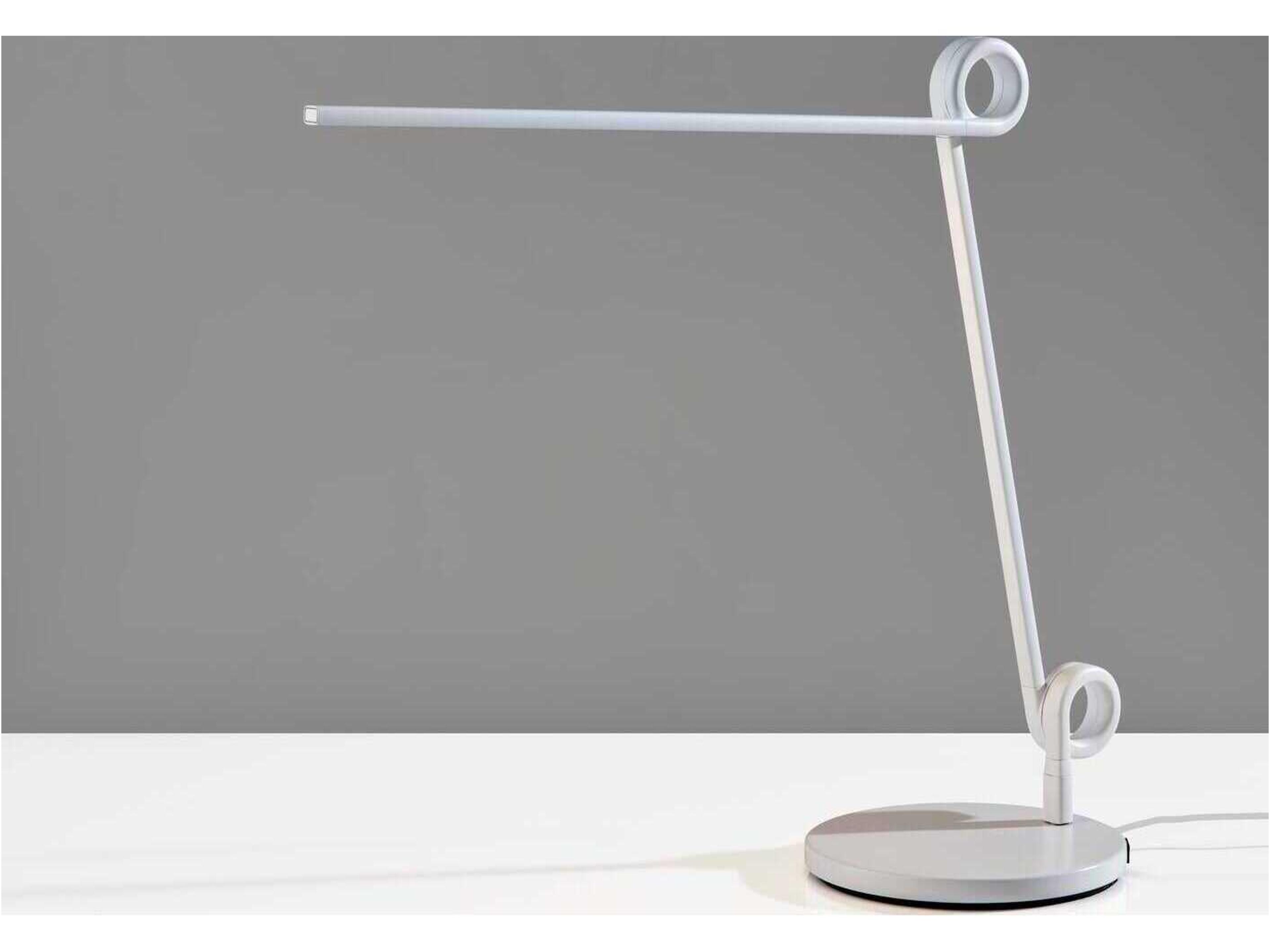 Adesso Knot White Aluminum Tube With Frosted Shade Desk Lamp