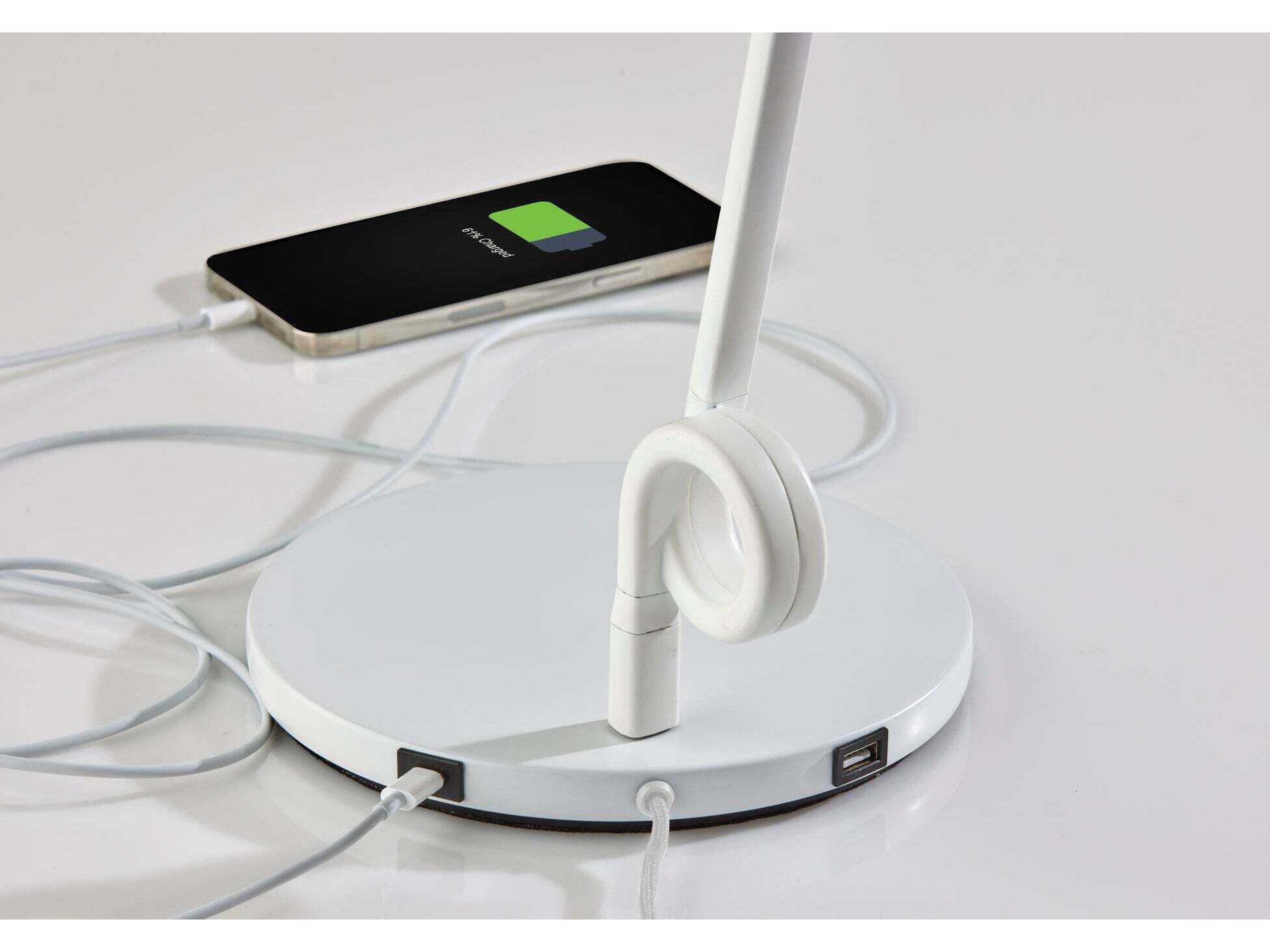 Adesso Knot White Aluminum Tube With Frosted Shade Desk Lamp