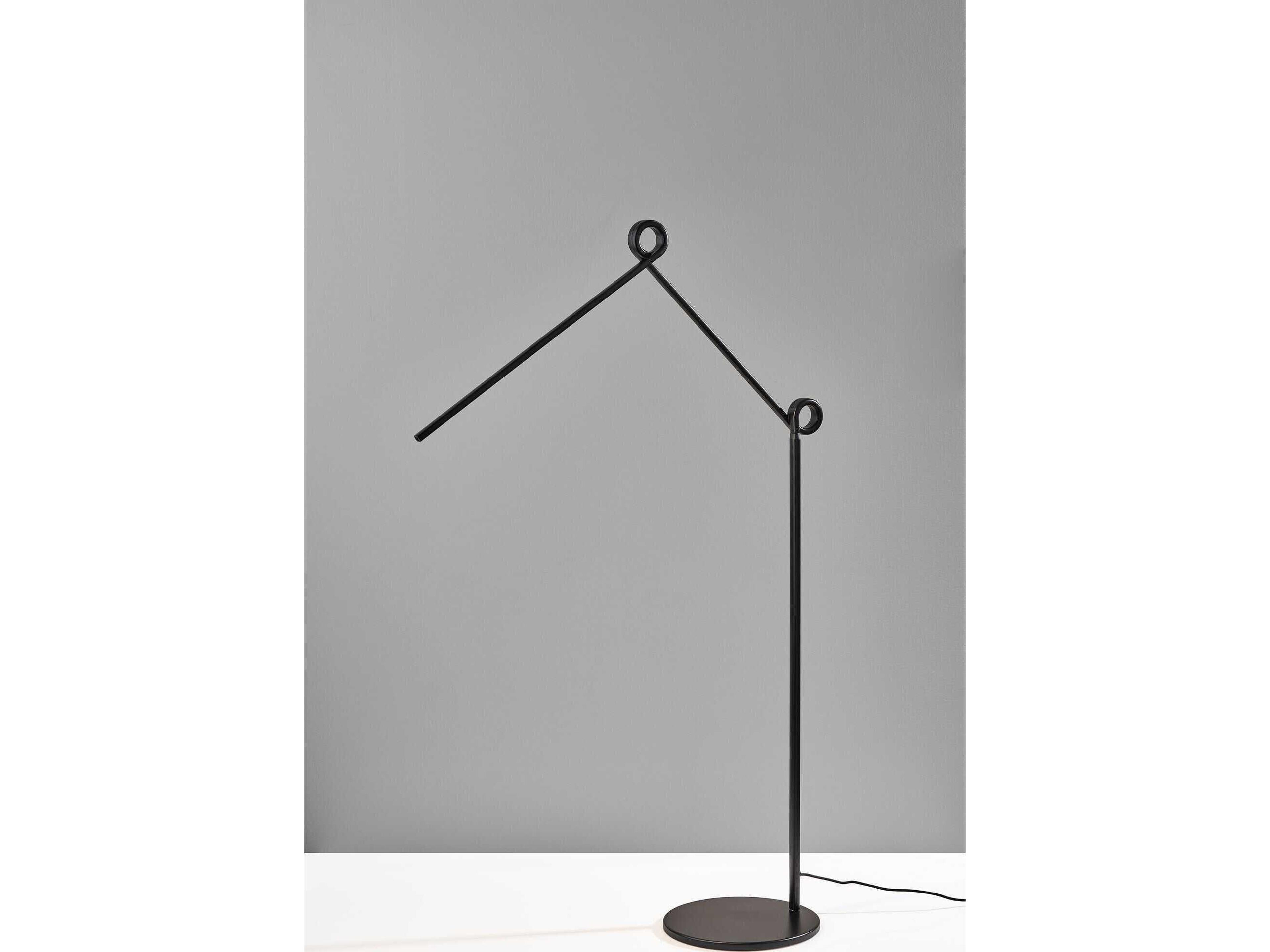 Adesso Knot Black Aluminum Tube With Frosted Shade Floor Lamp