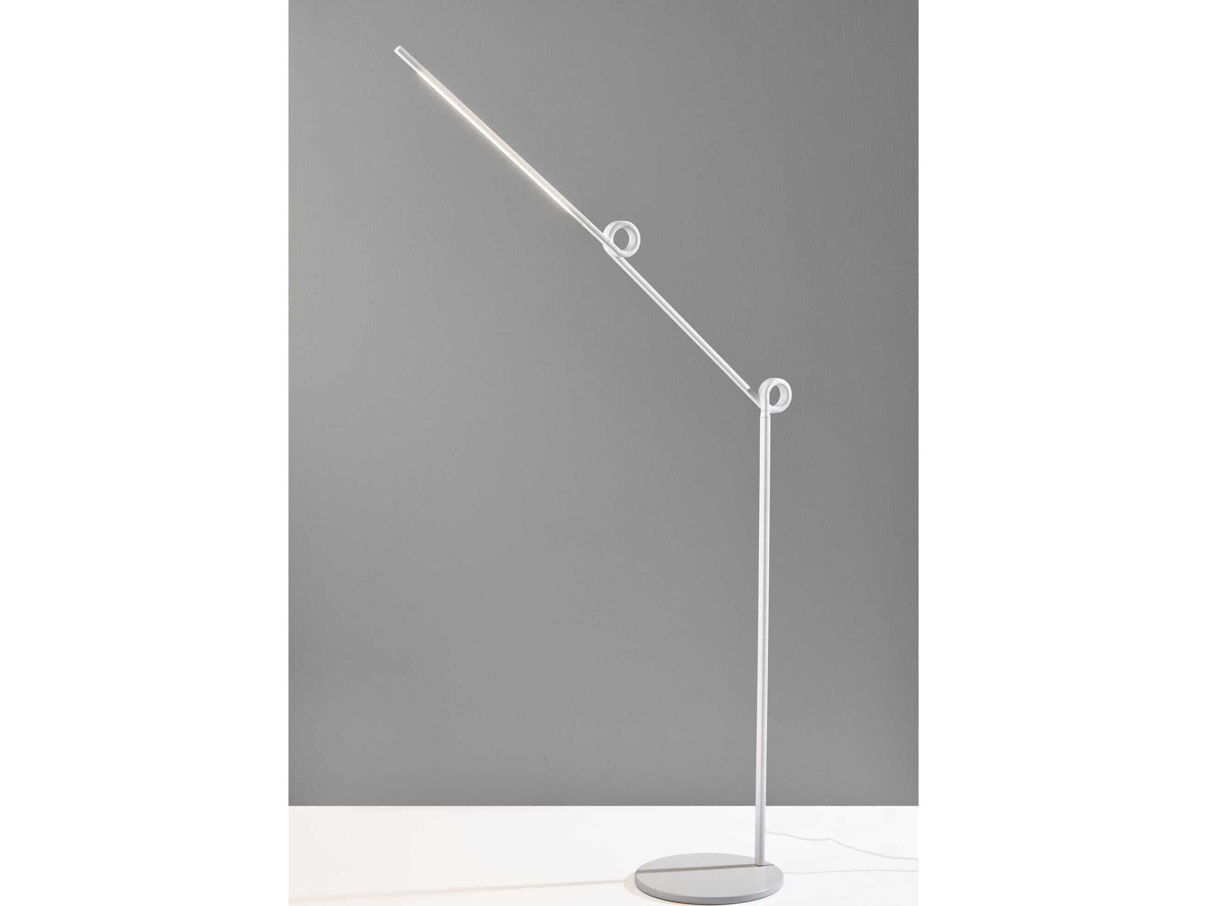 Adesso Knot White Aluminum Tube With Frosted Shade Floor Lamp