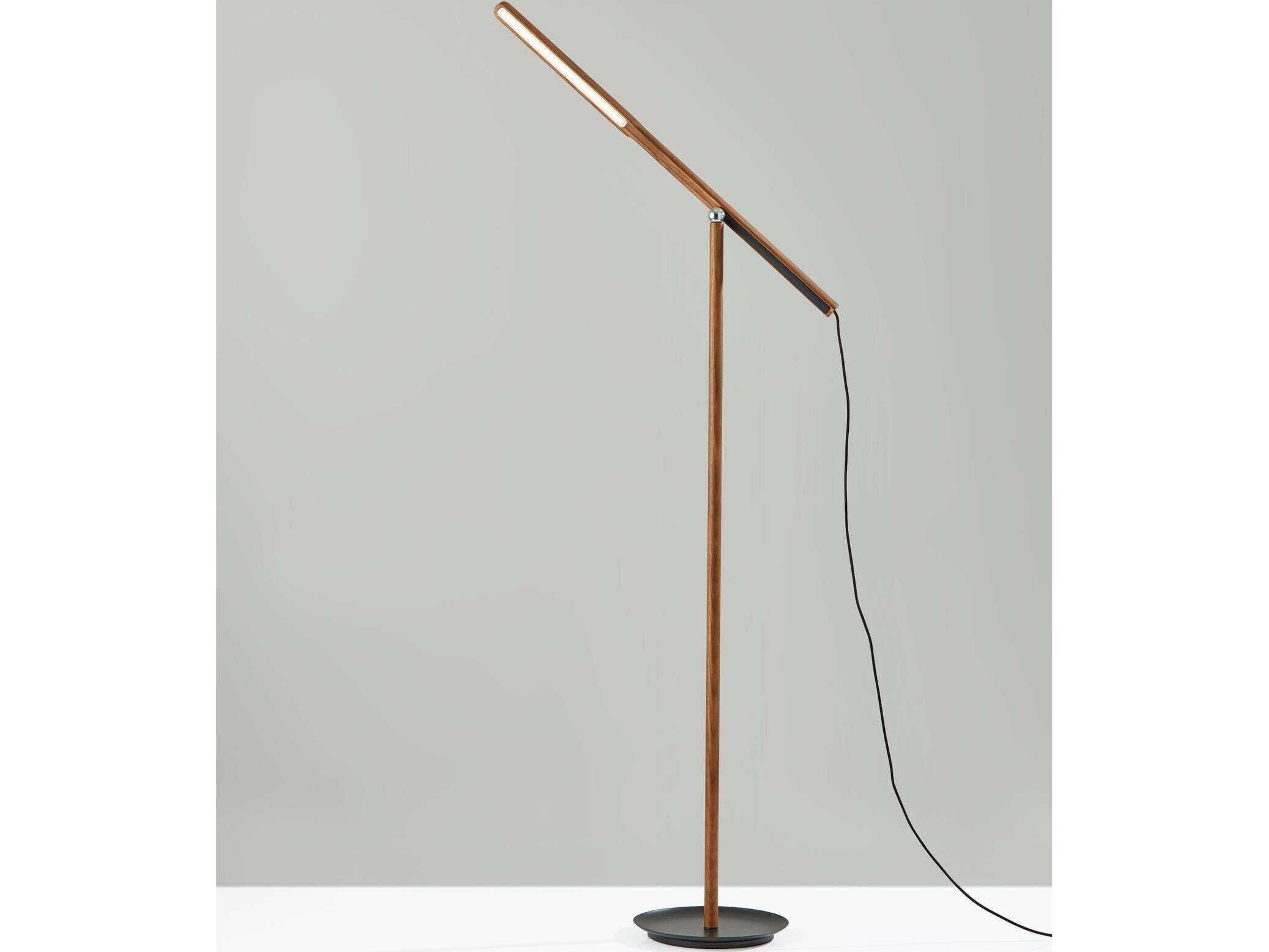 Adesso Gravity Walnut Ash Black Floor Lamp