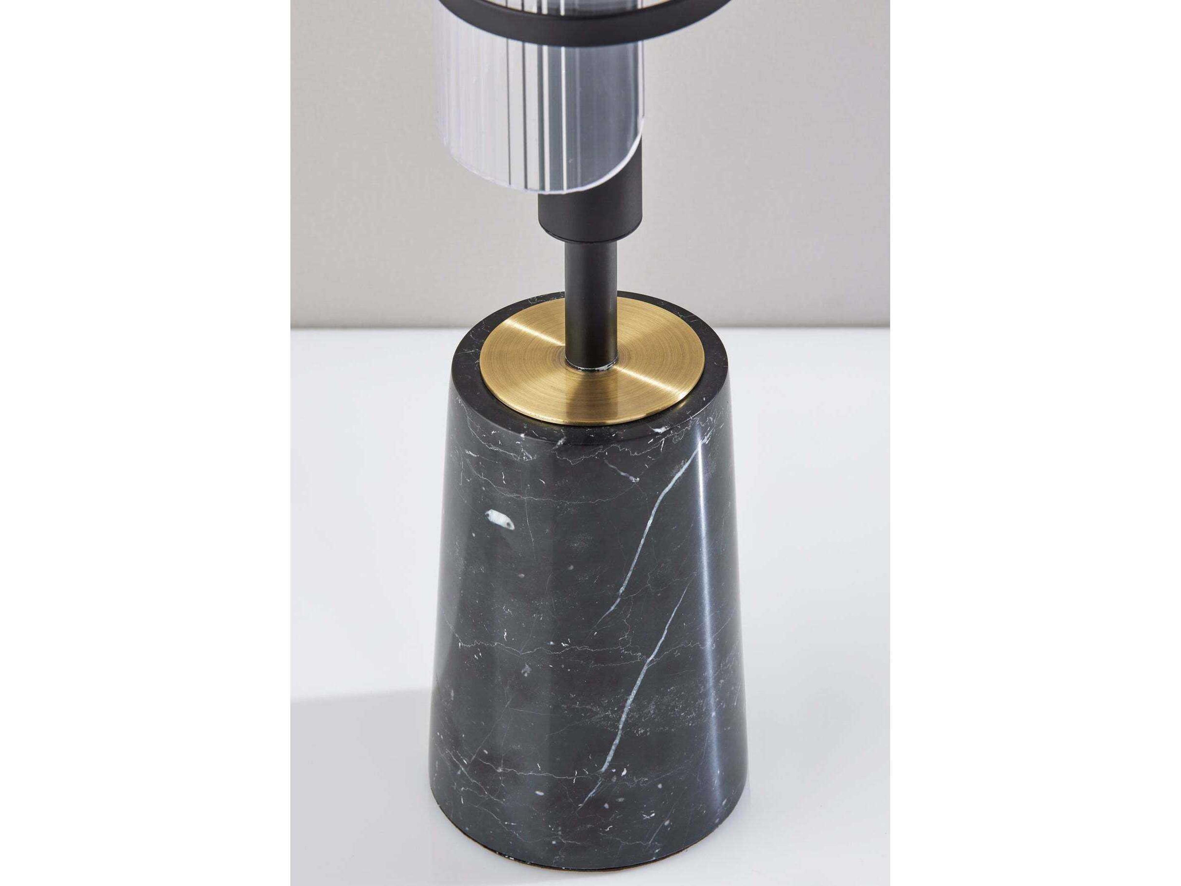 Adesso Flair Black Antique Brass Clear Ribbed Acrylic Buffet Lamp