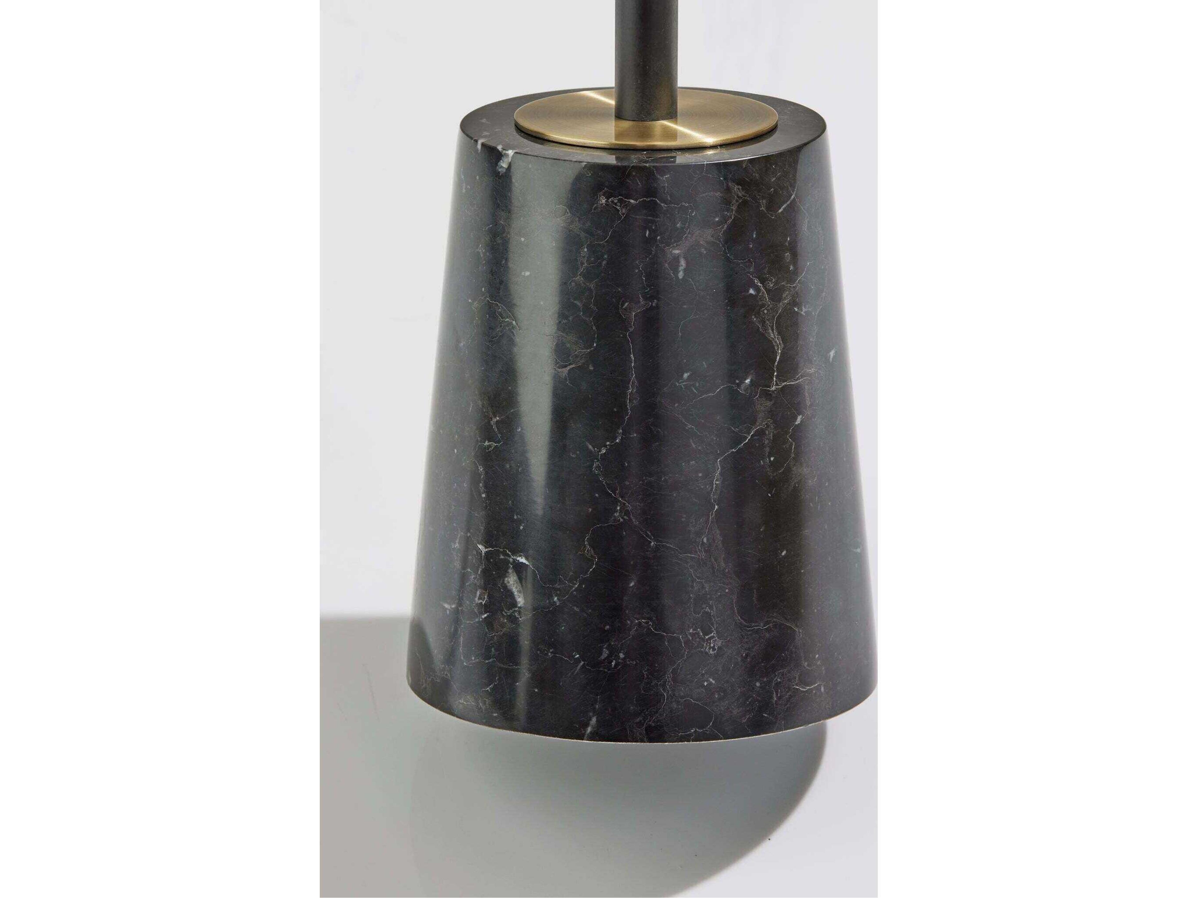 Adesso Flair Black Antique Brass Clear Ribbed Acrylic Floor Lamp