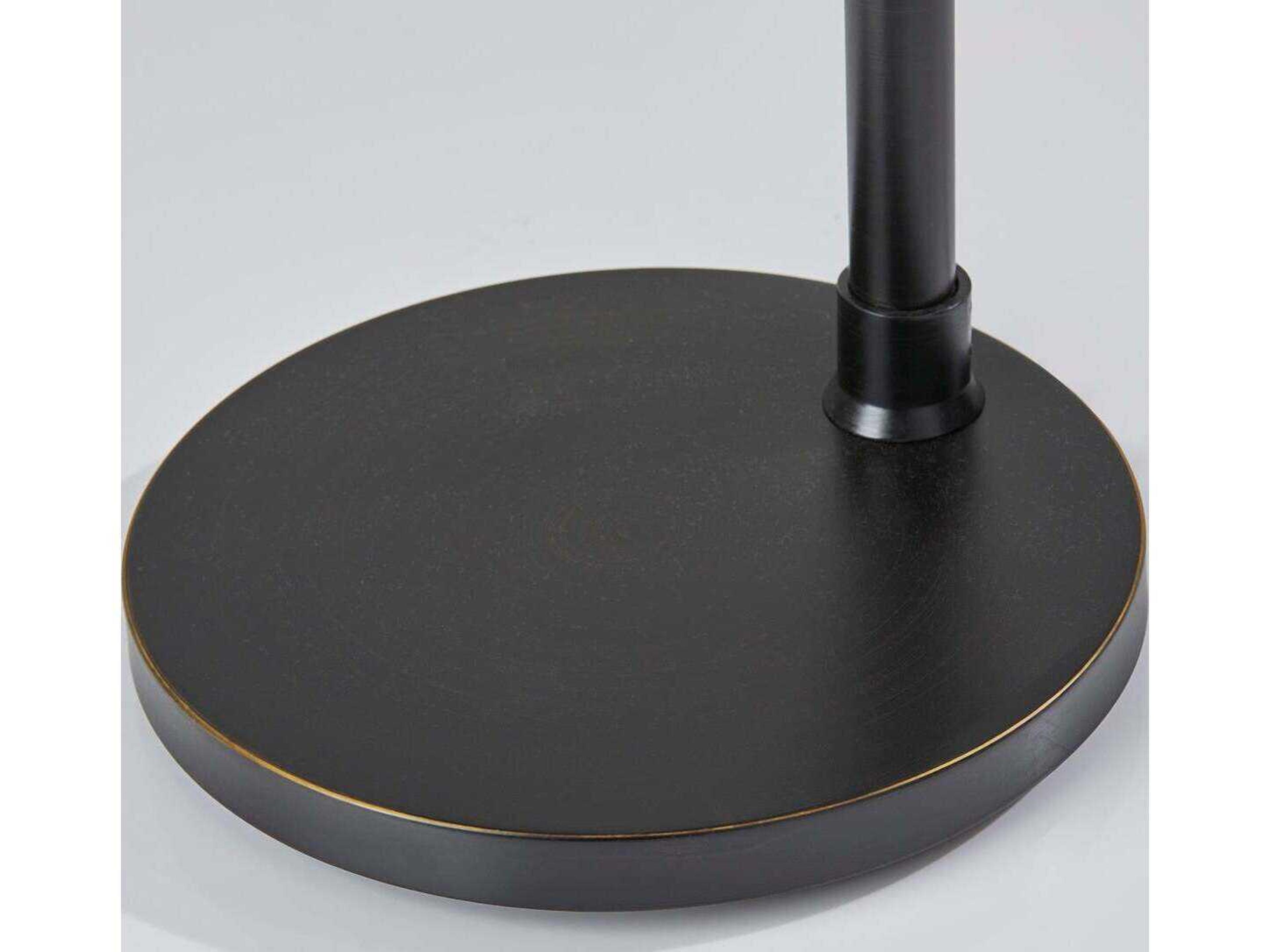 Adesso Max Black Oatmeal Fabric With Trim Floor Lamp