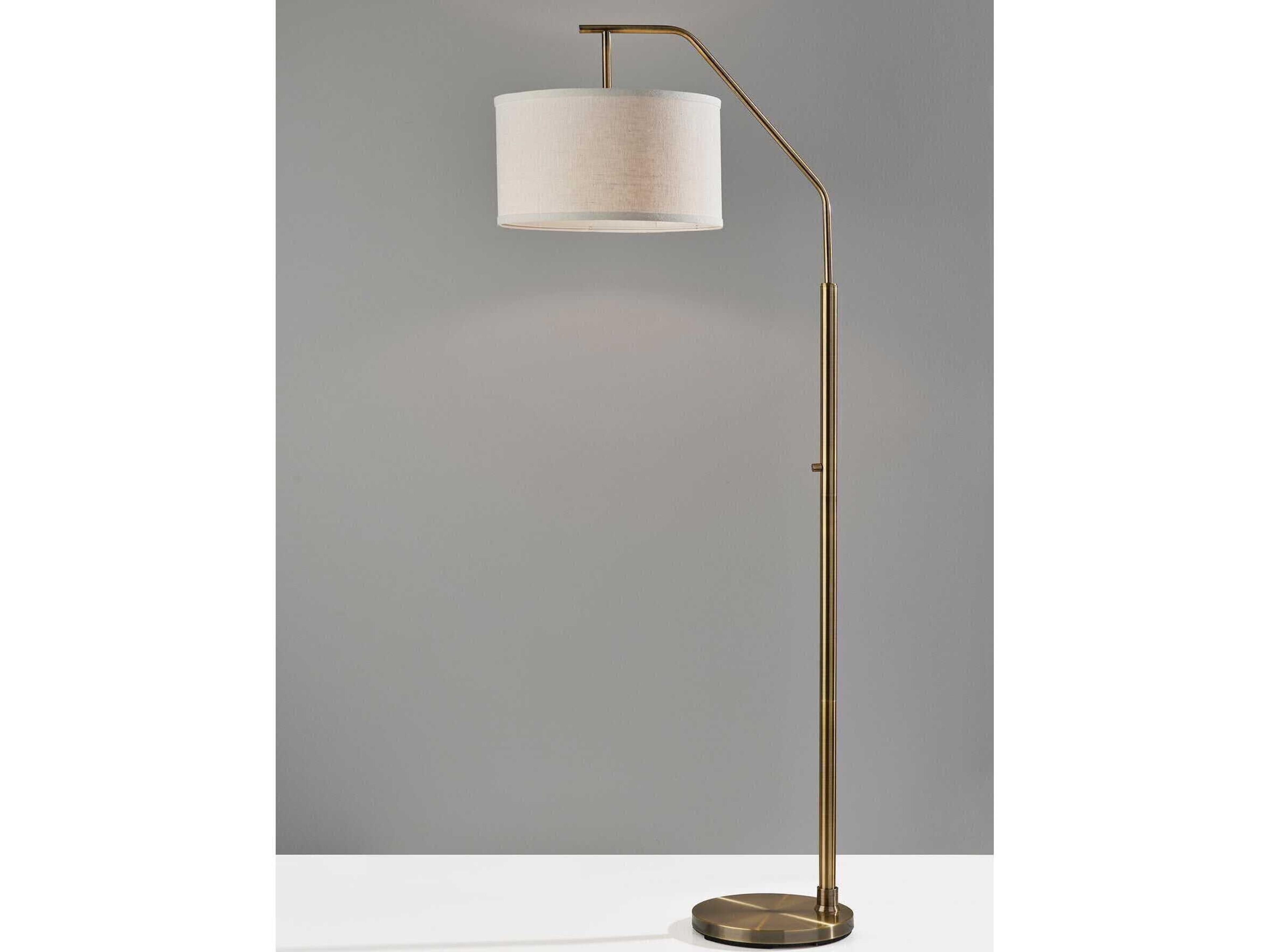Adesso Max Antique Brass Floor Lamp