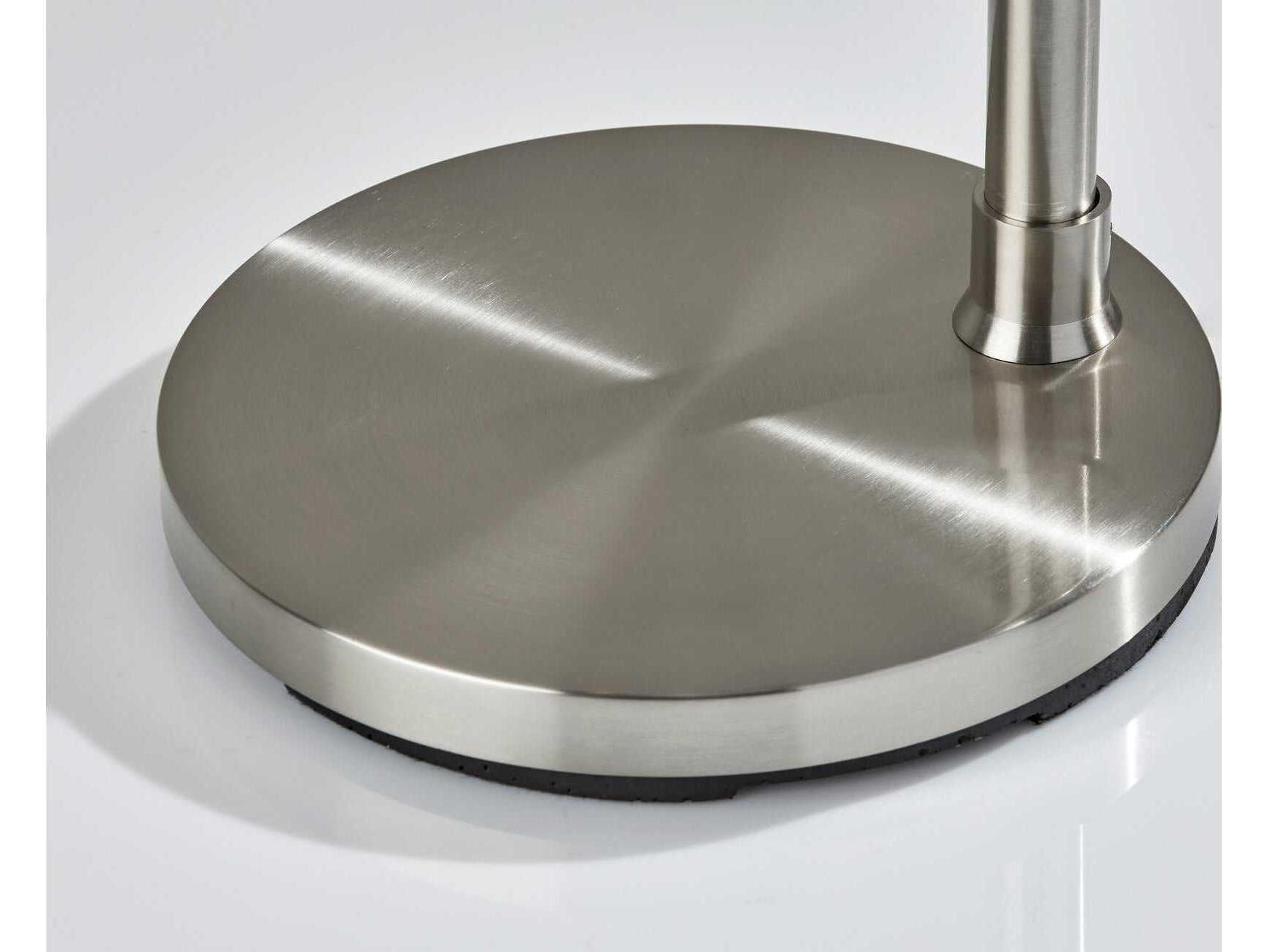 Adesso Max Brushed Steel White Textured Fabric Floor Lamp