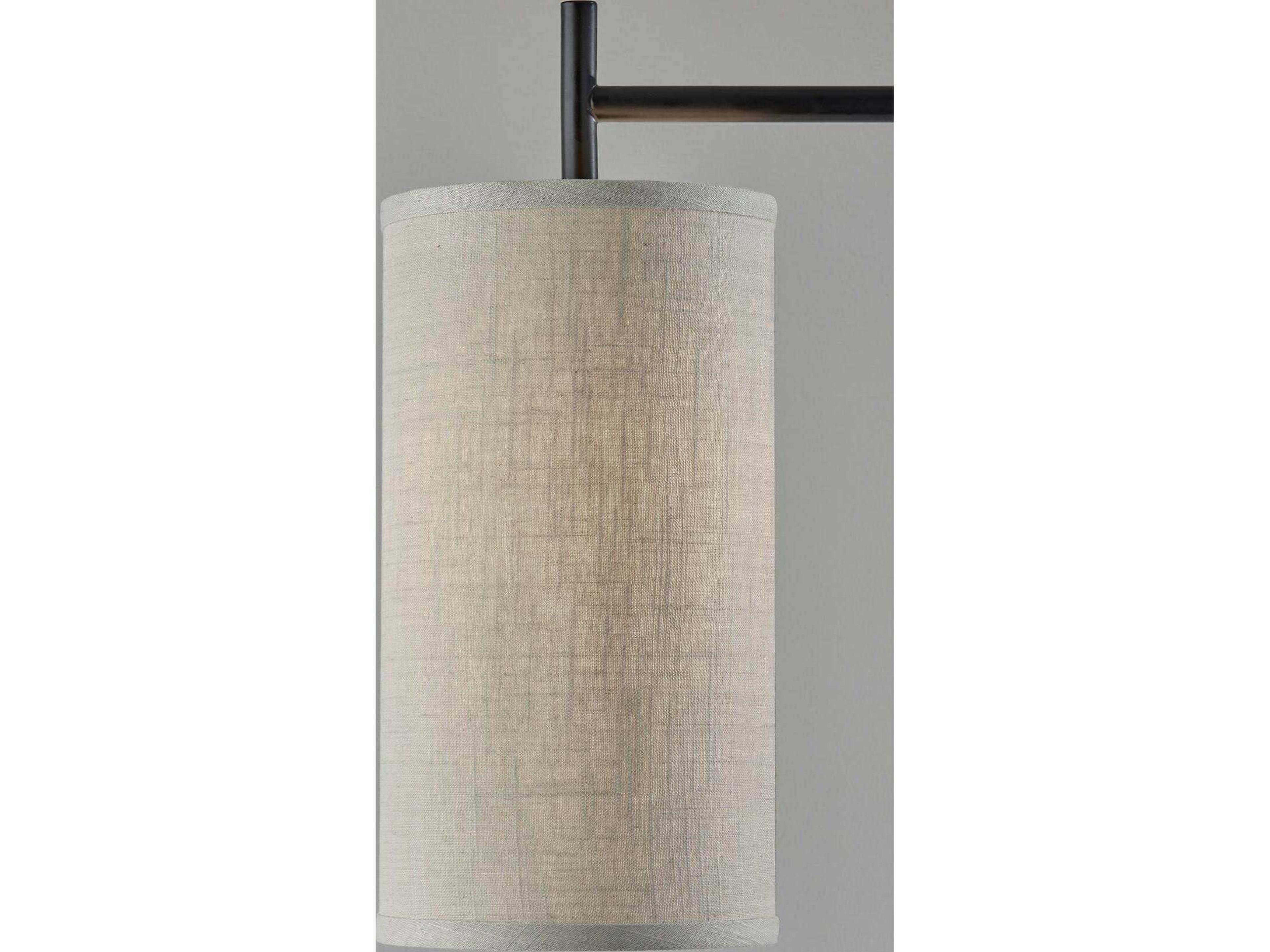 Adesso Zion Black Beige Textured Fabric Floor Lamp