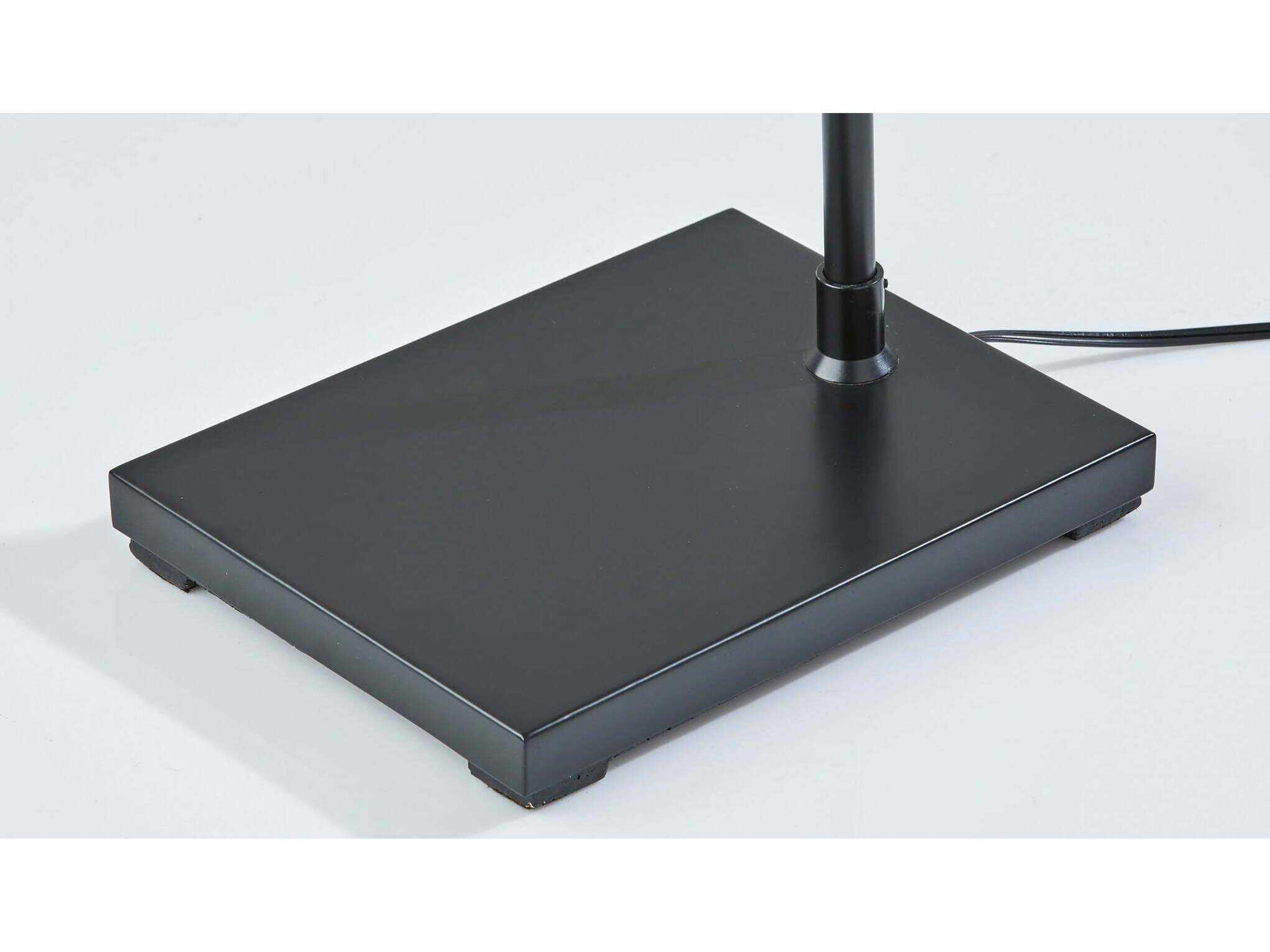 Adesso Zion Black Beige Textured Fabric Floor Lamp