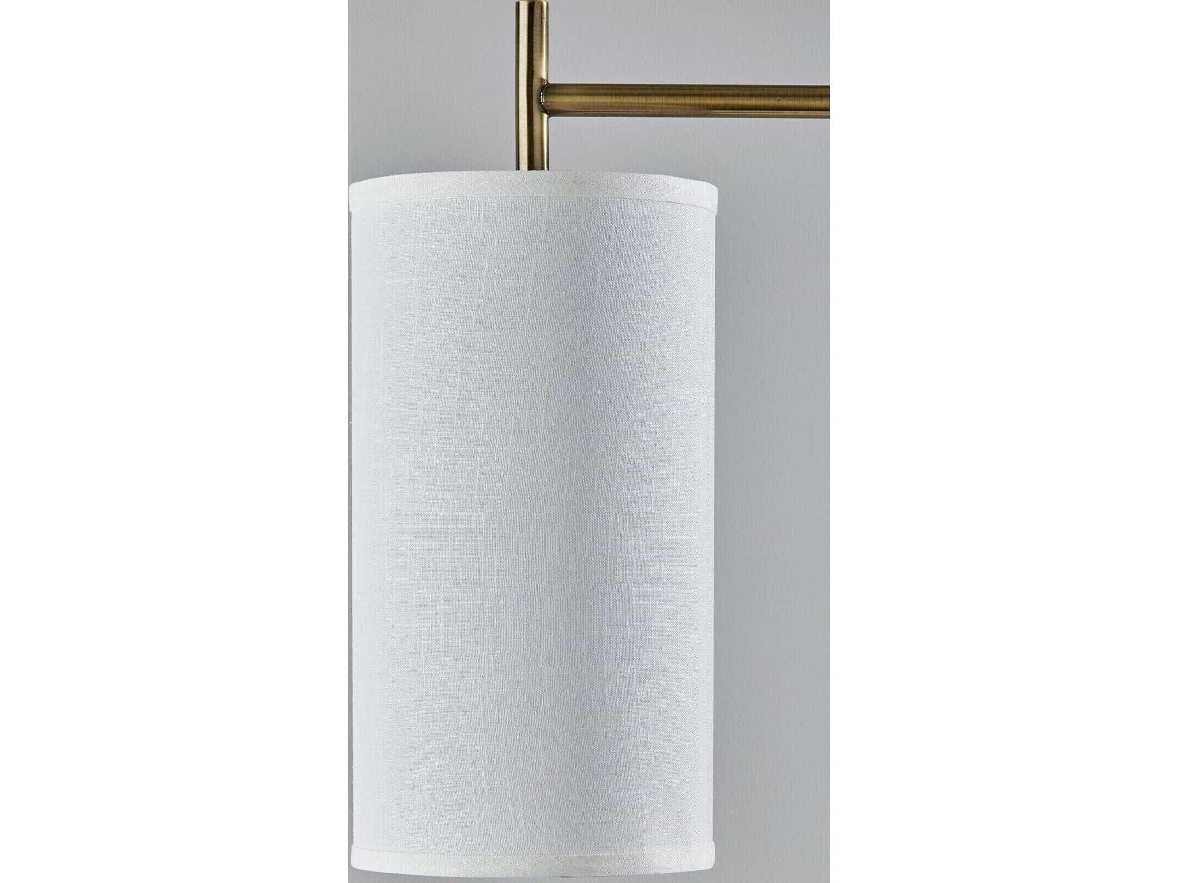 Adesso Zion Antique Brass White Textured Fabric Floor Lamp