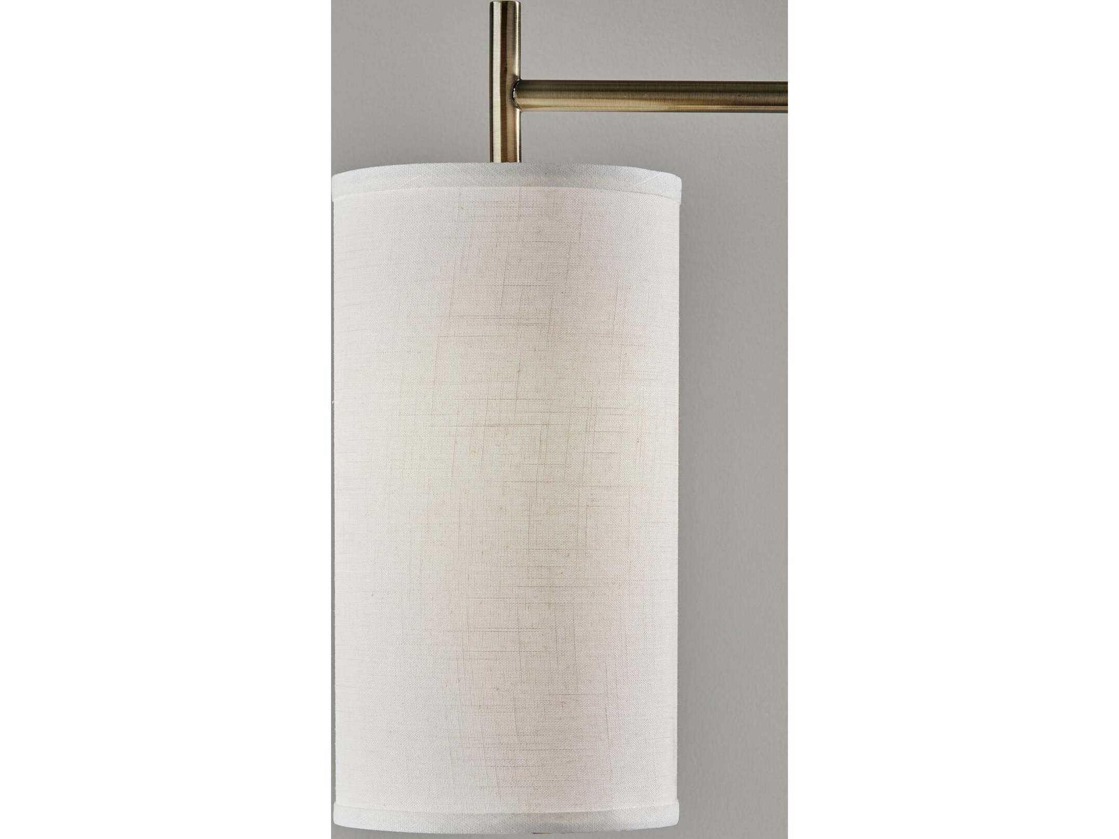Adesso Zion Antique Brass White Textured Fabric Floor Lamp