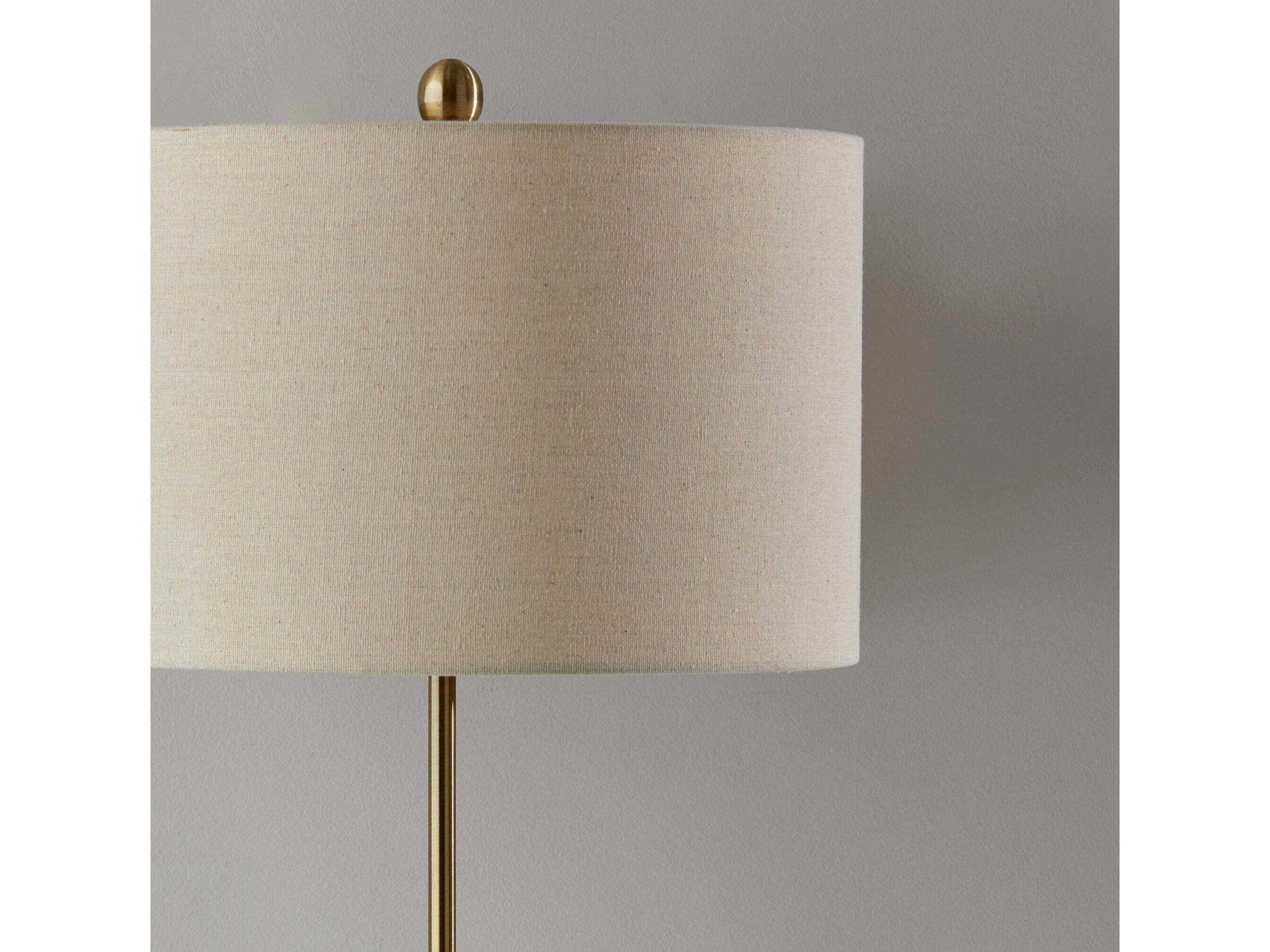 Adesso Barton Antique Brass Oatmeal Linen Buffet Lamp