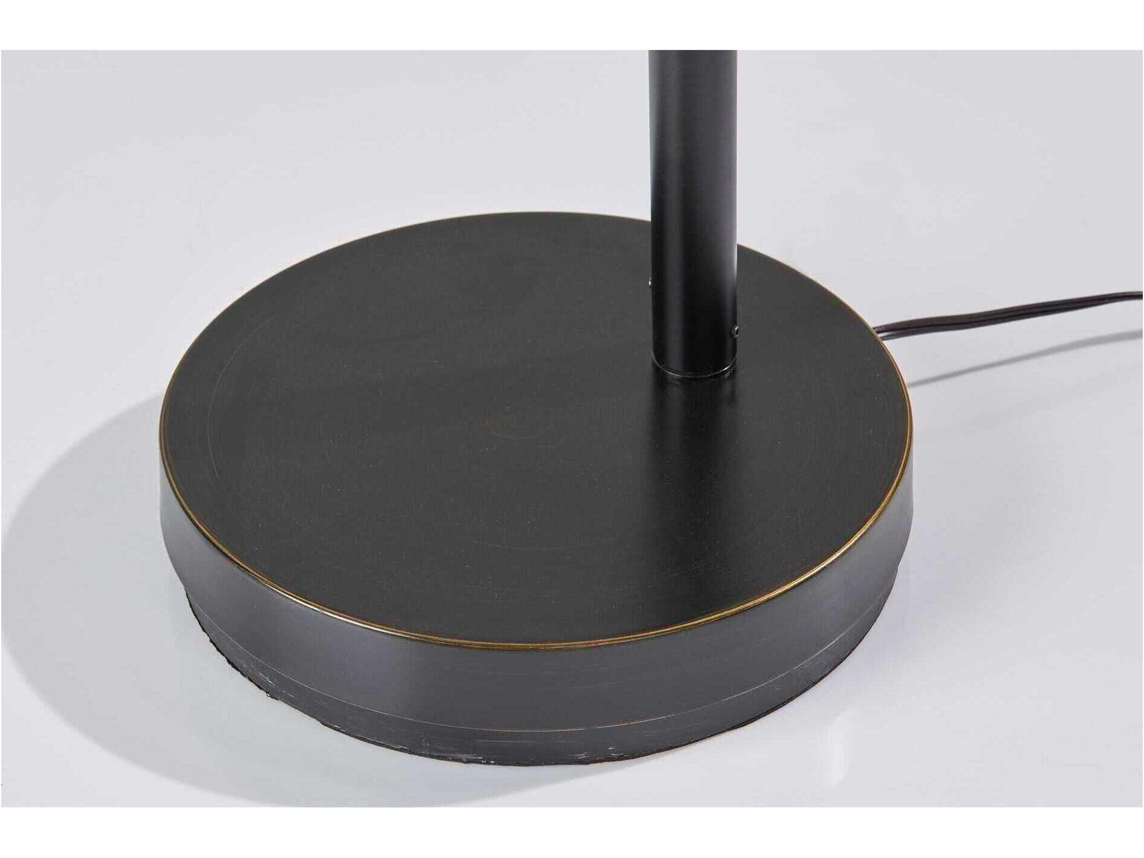 Adesso Rockwell Black Oatmeal Fabric With Trim Floor Lamp