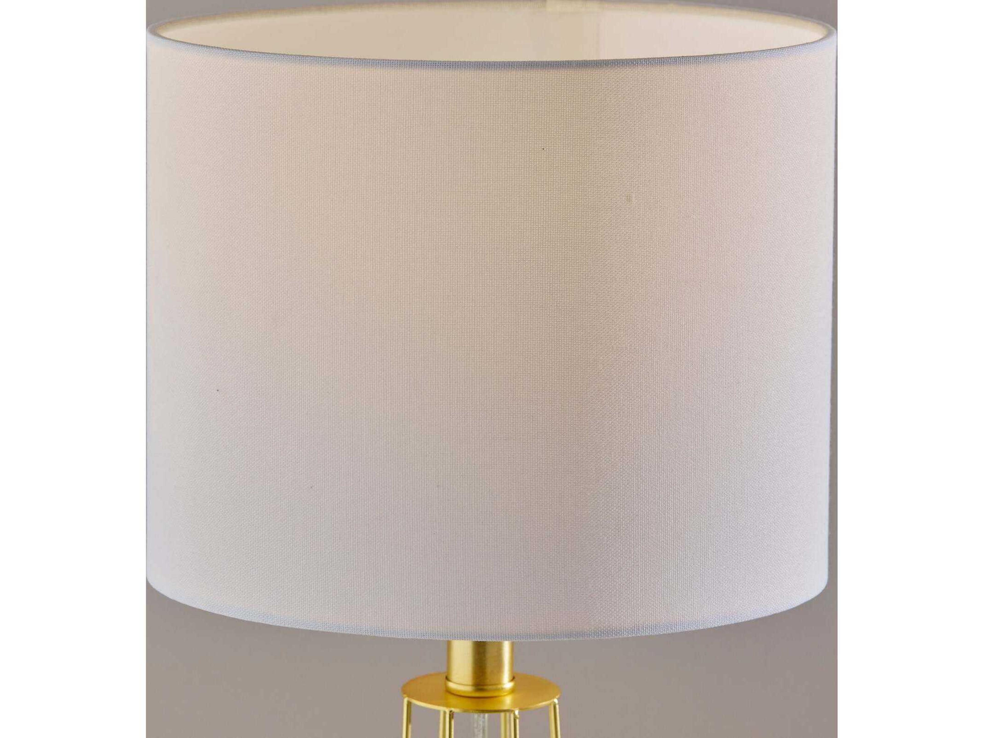 Adesso Stella Antique Brass White Fabric Table Lamp Set of 2