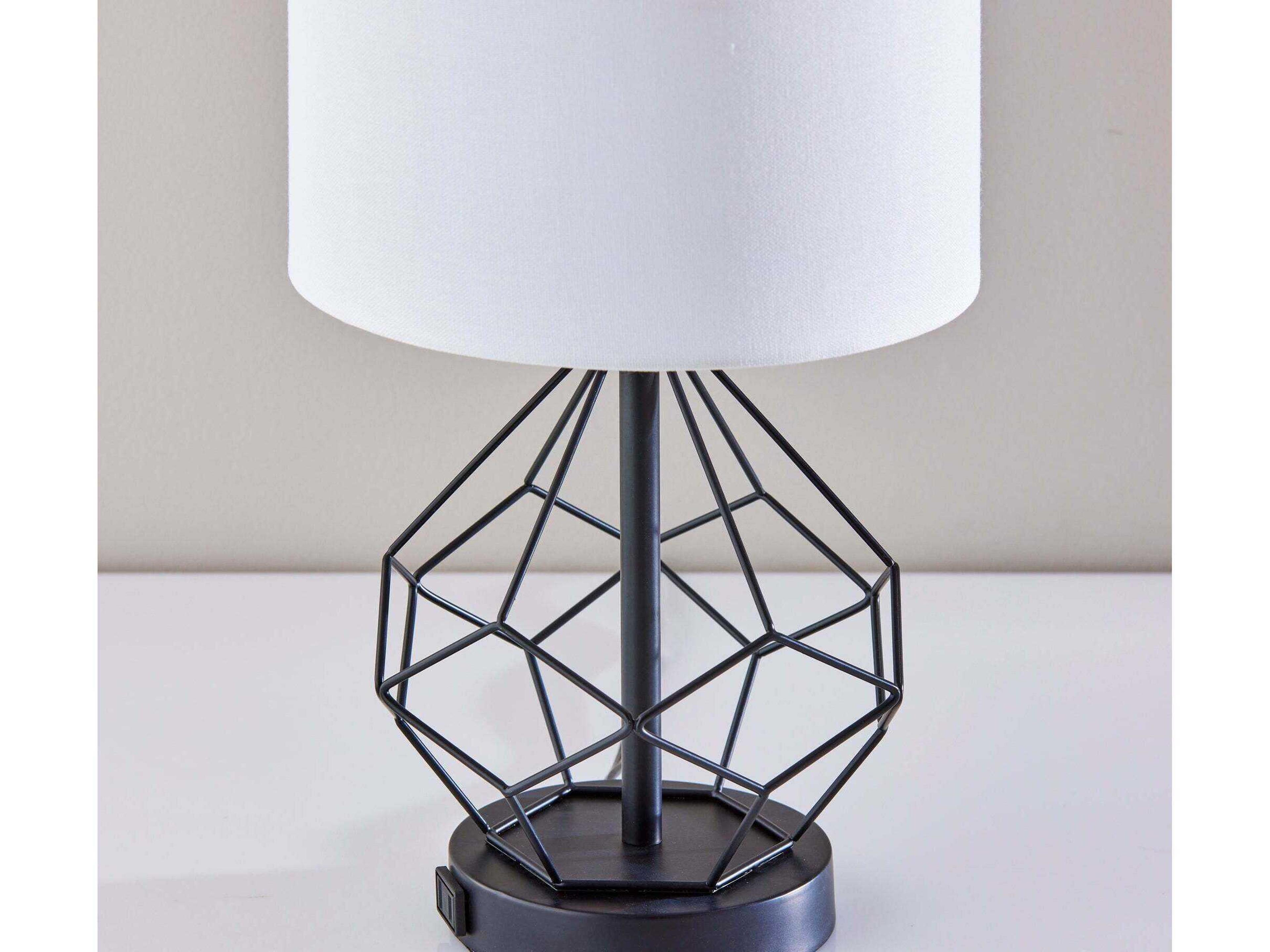 Adesso Chiara Black White Fabric Table Lamp Set of 2