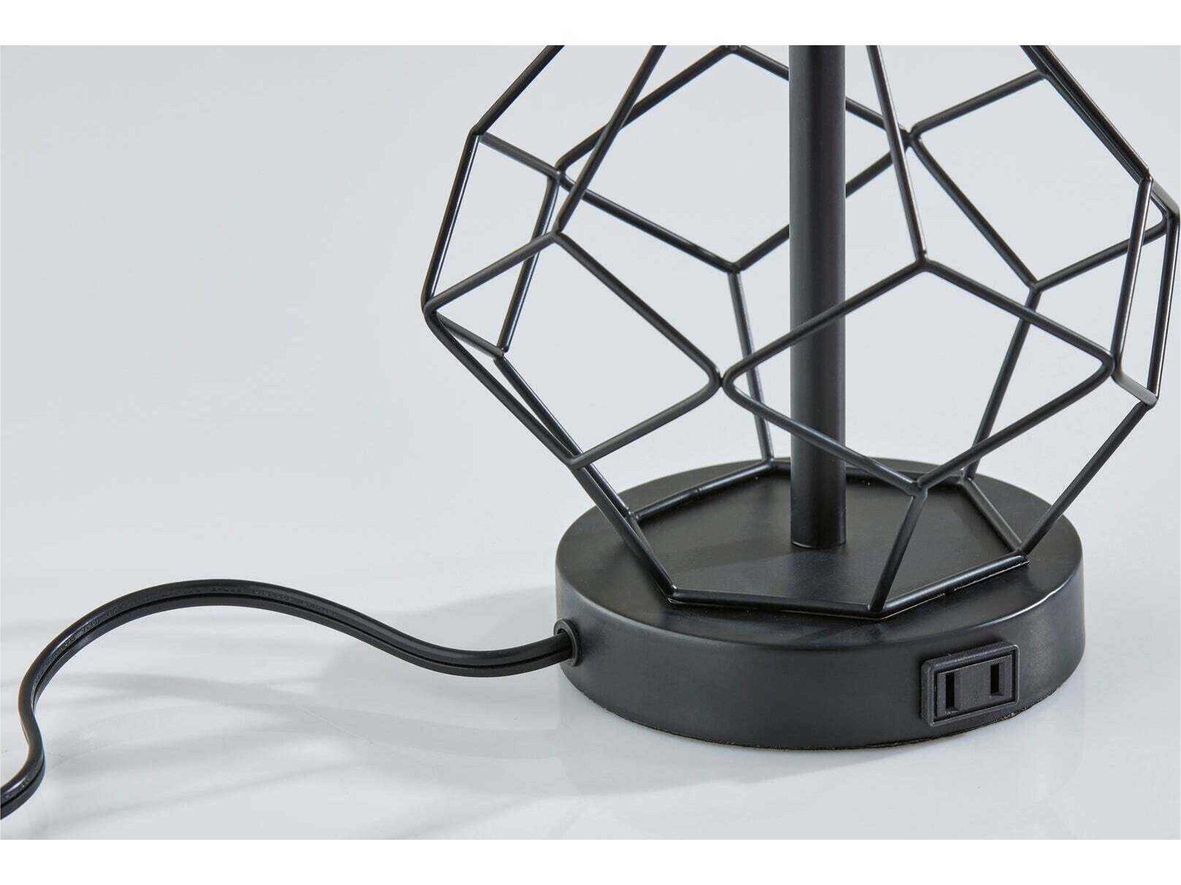 Adesso Chiara Black White Fabric Table Lamp Set of 2