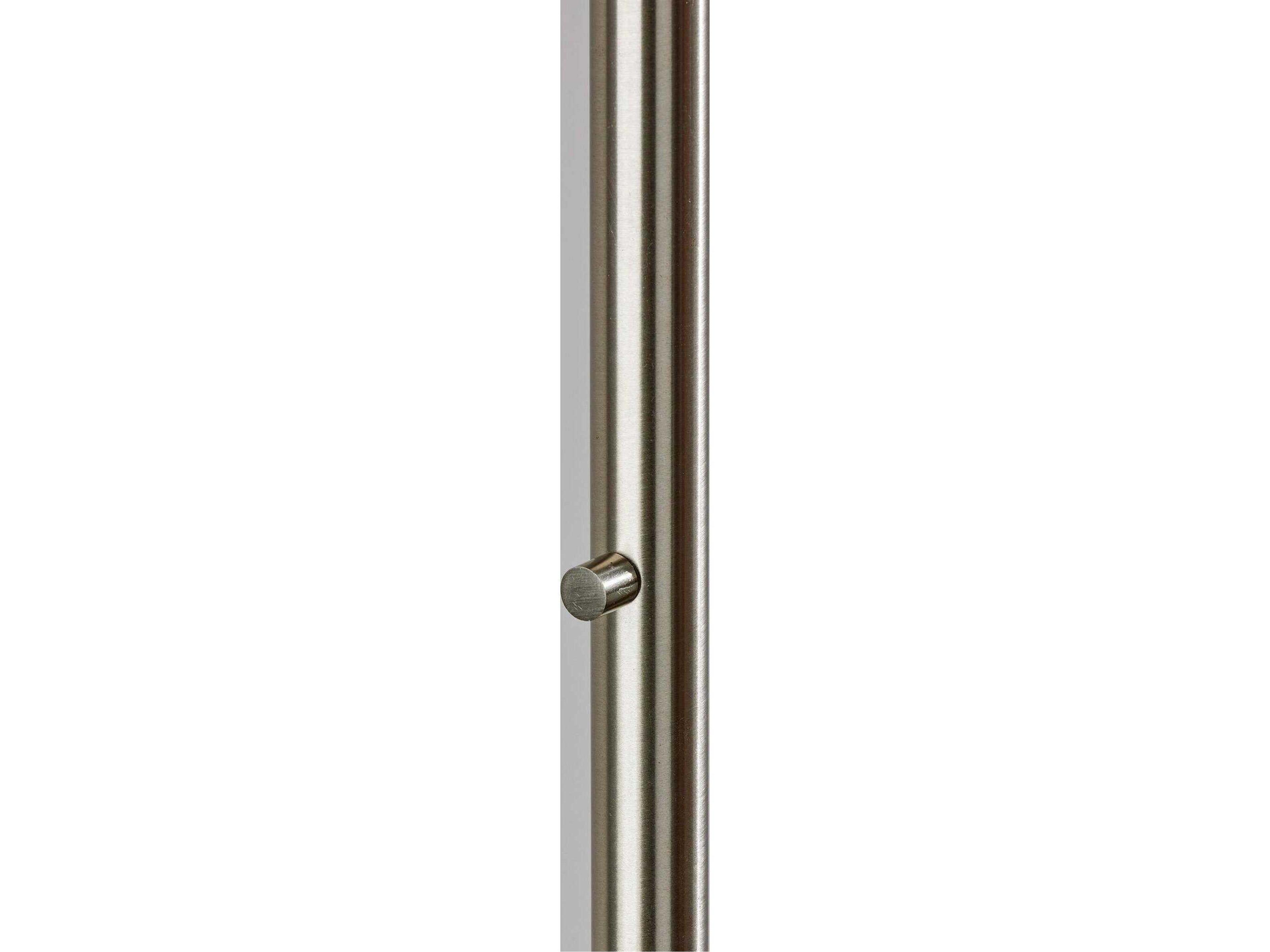 Adesso Rigley Brushed Steel White Linen Fabric Floor Lamp
