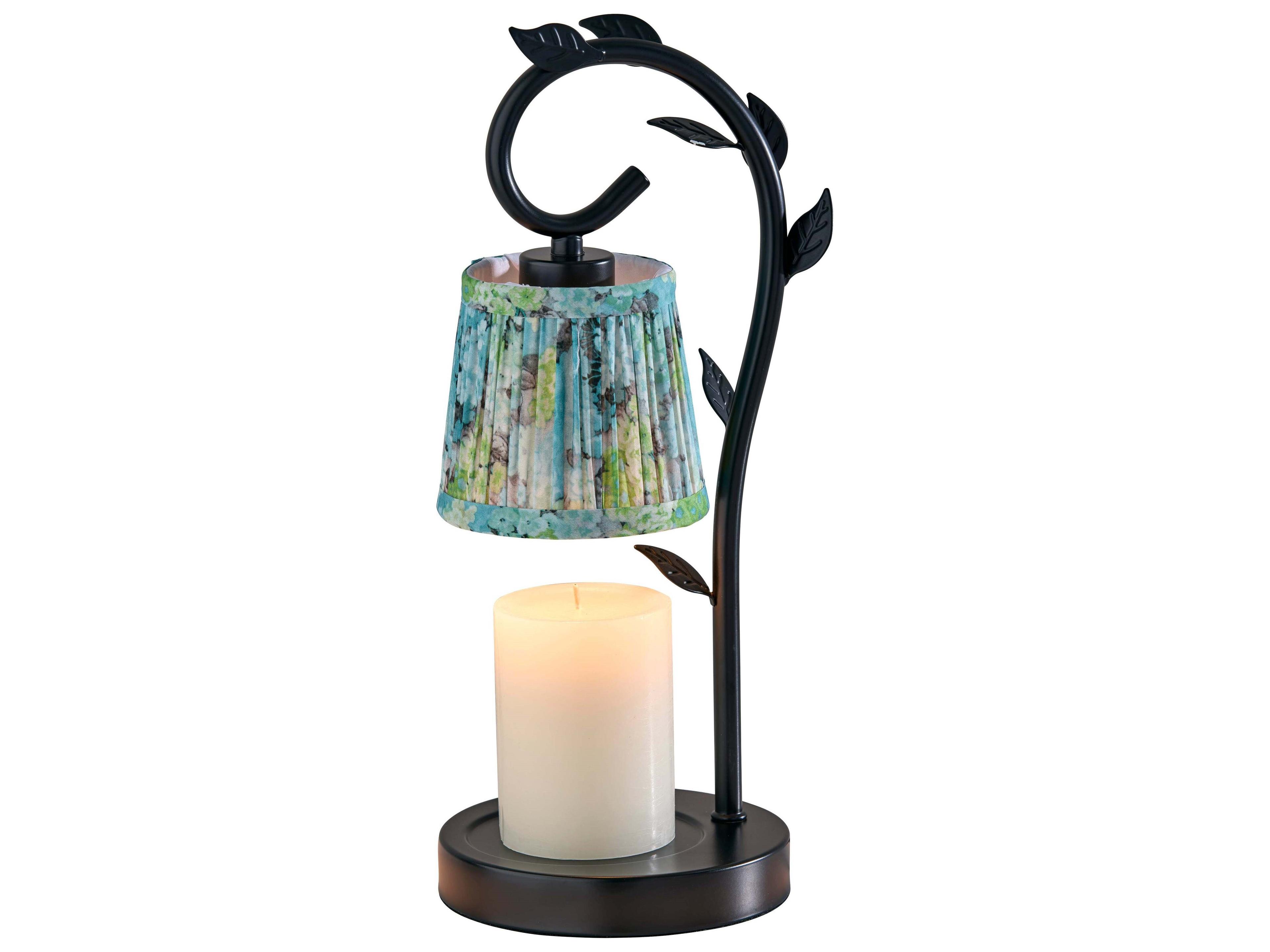 Ivy Candle Warmer Lamp in Blue with Botanical Details