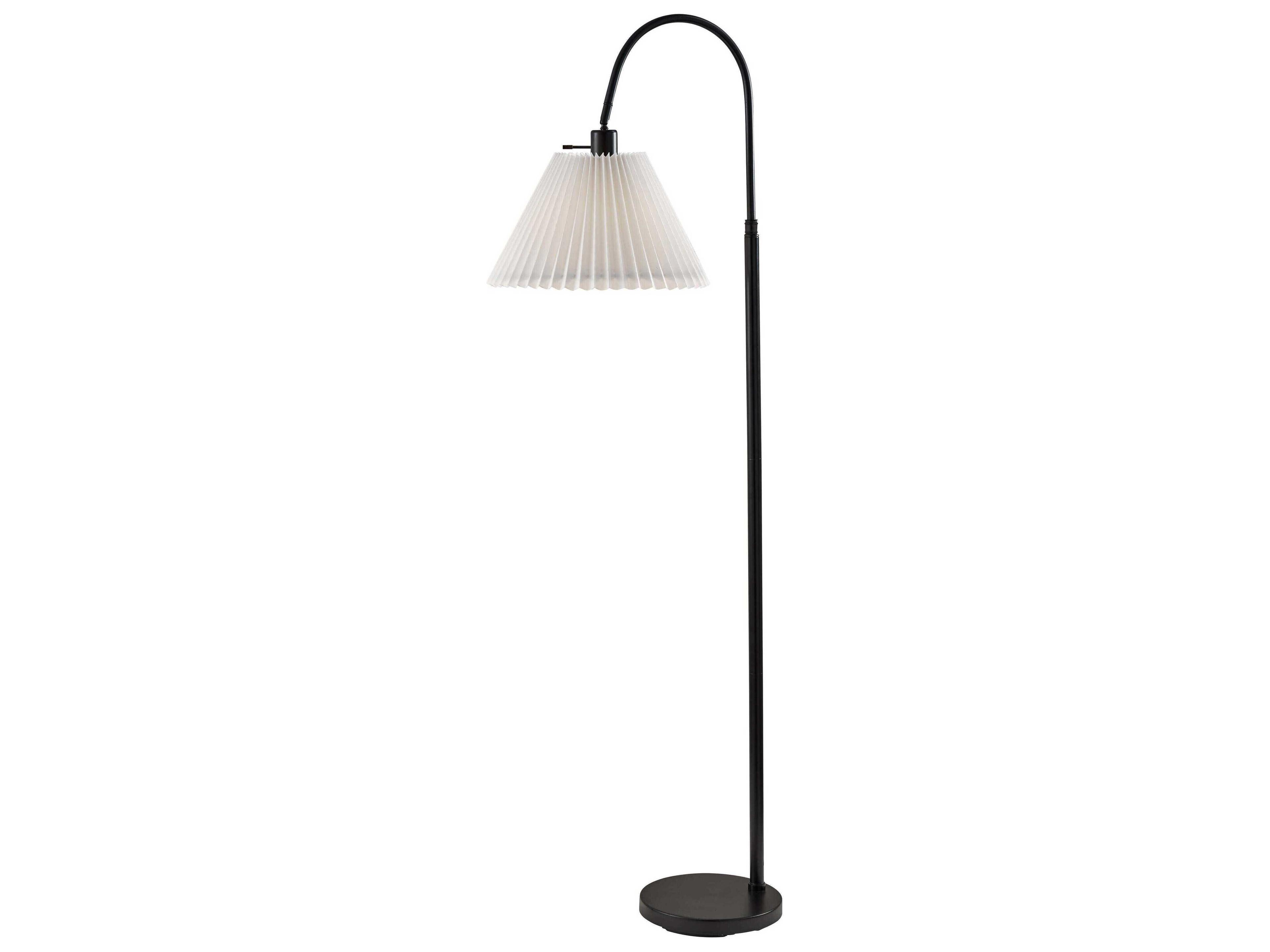 Thalia Floor Lamp in Black with Pleated Shade