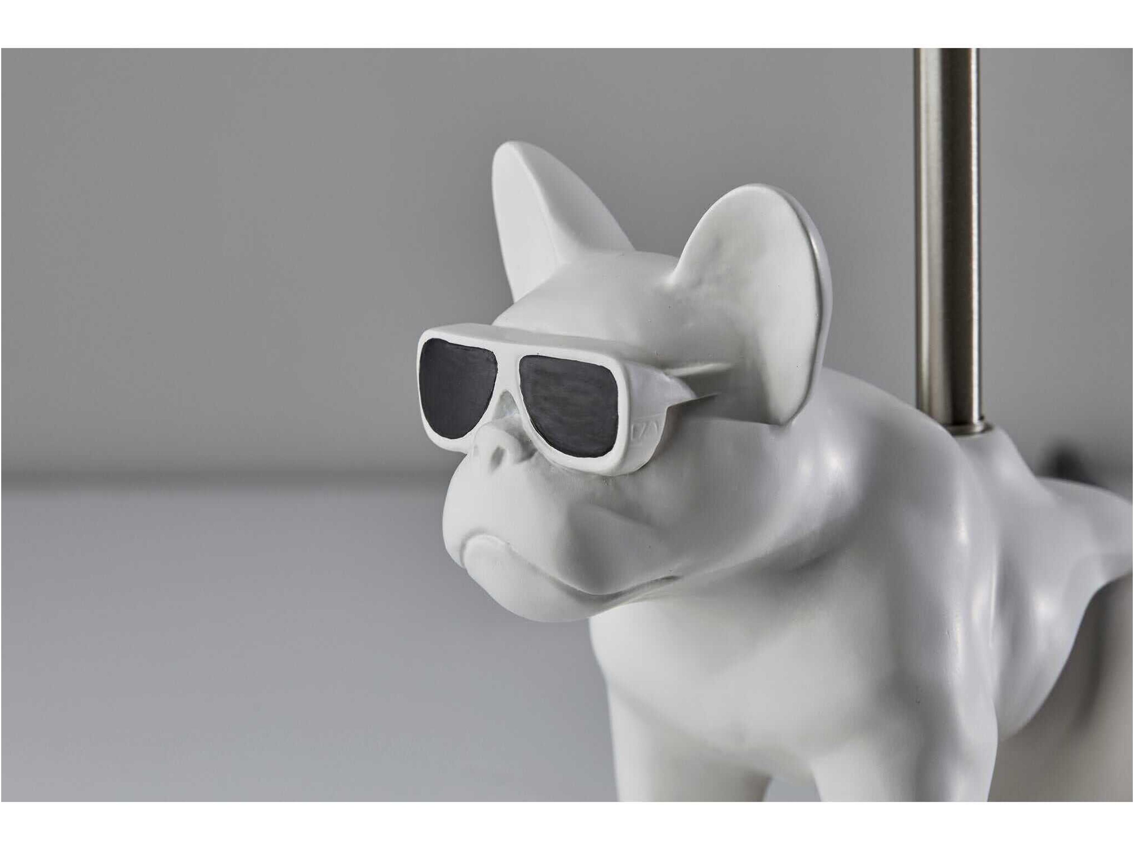 Adesso Sunny White Brushed Steel Textured Fabric Table Lamp