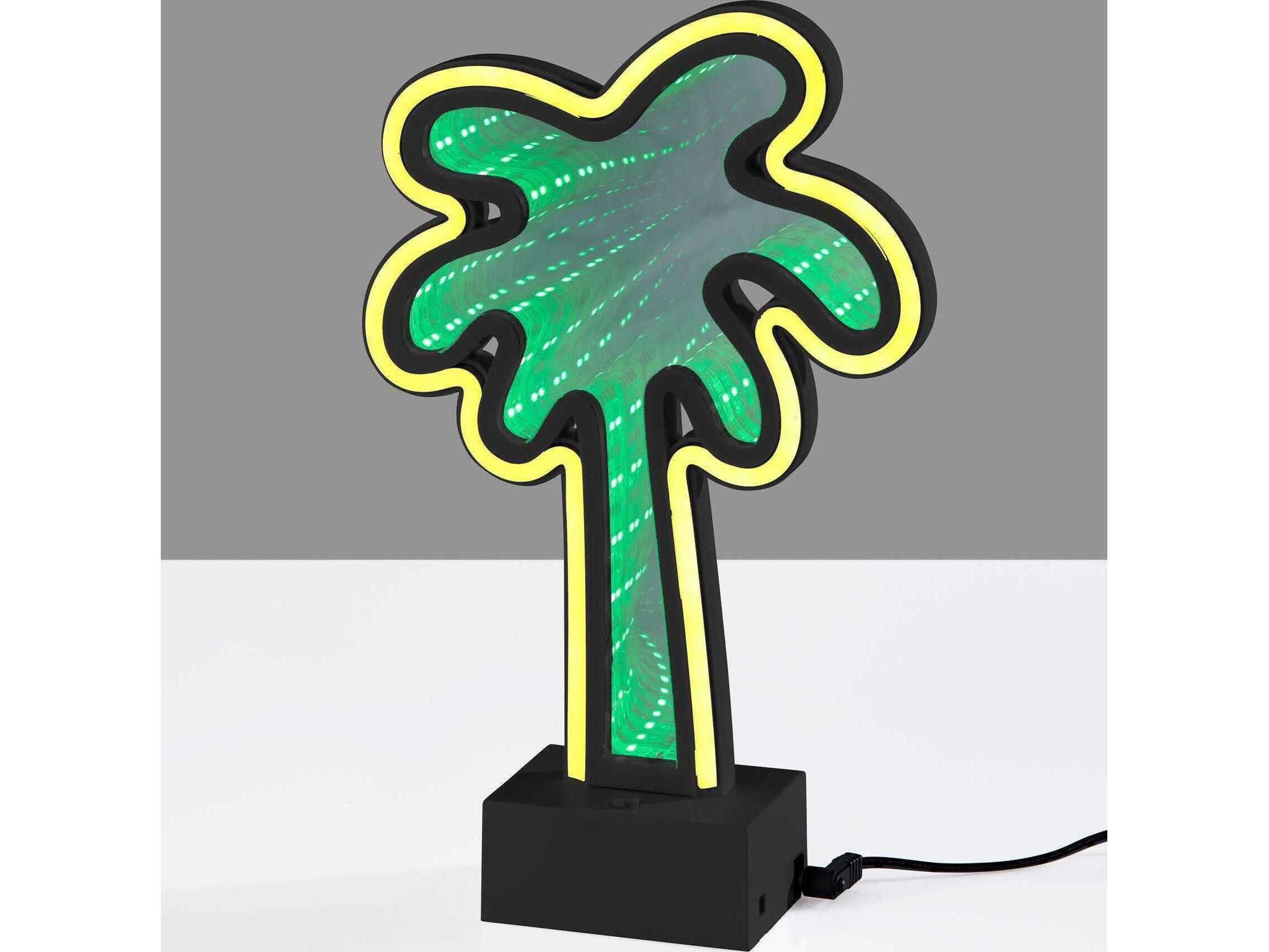 Adesso Infinity Black Mirrored Plastic With Neon Border Table Lamp