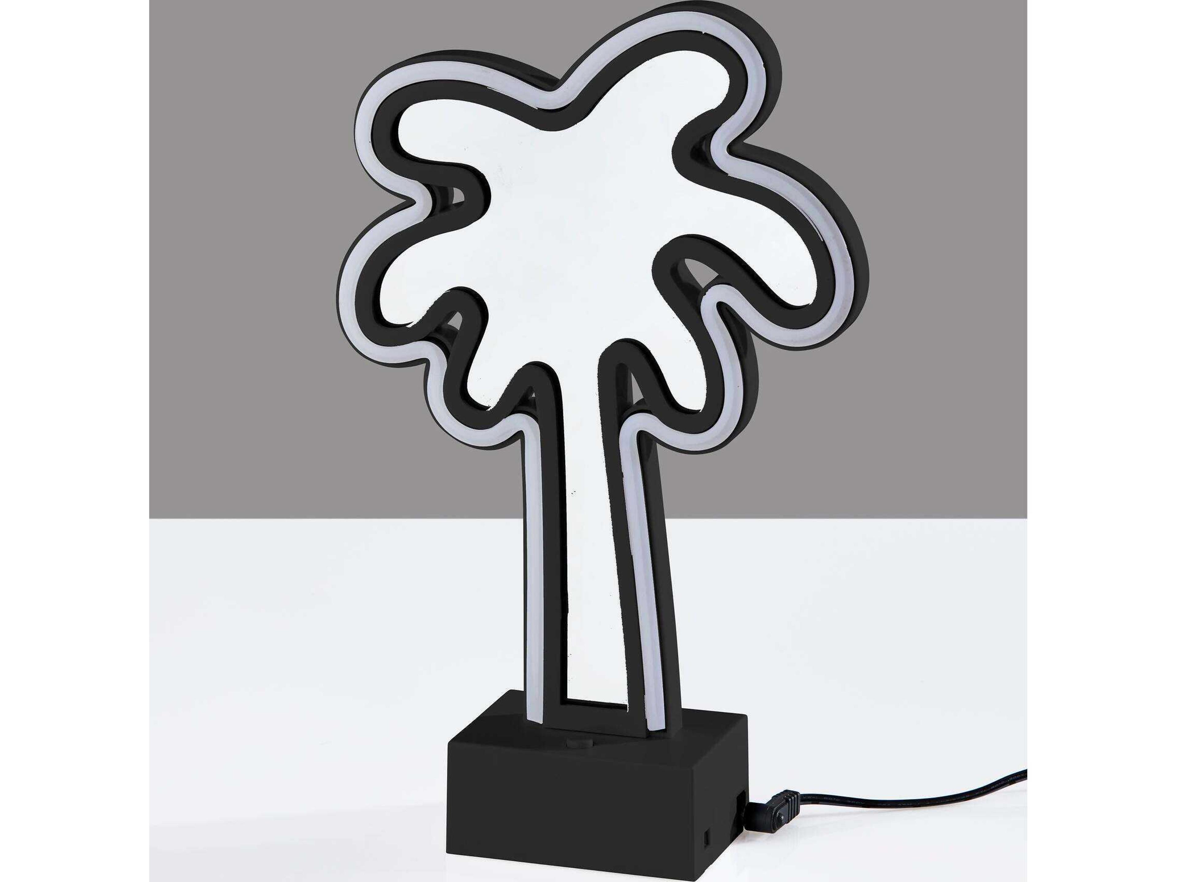 Adesso Infinity Black Mirrored Plastic With Neon Border Table Lamp