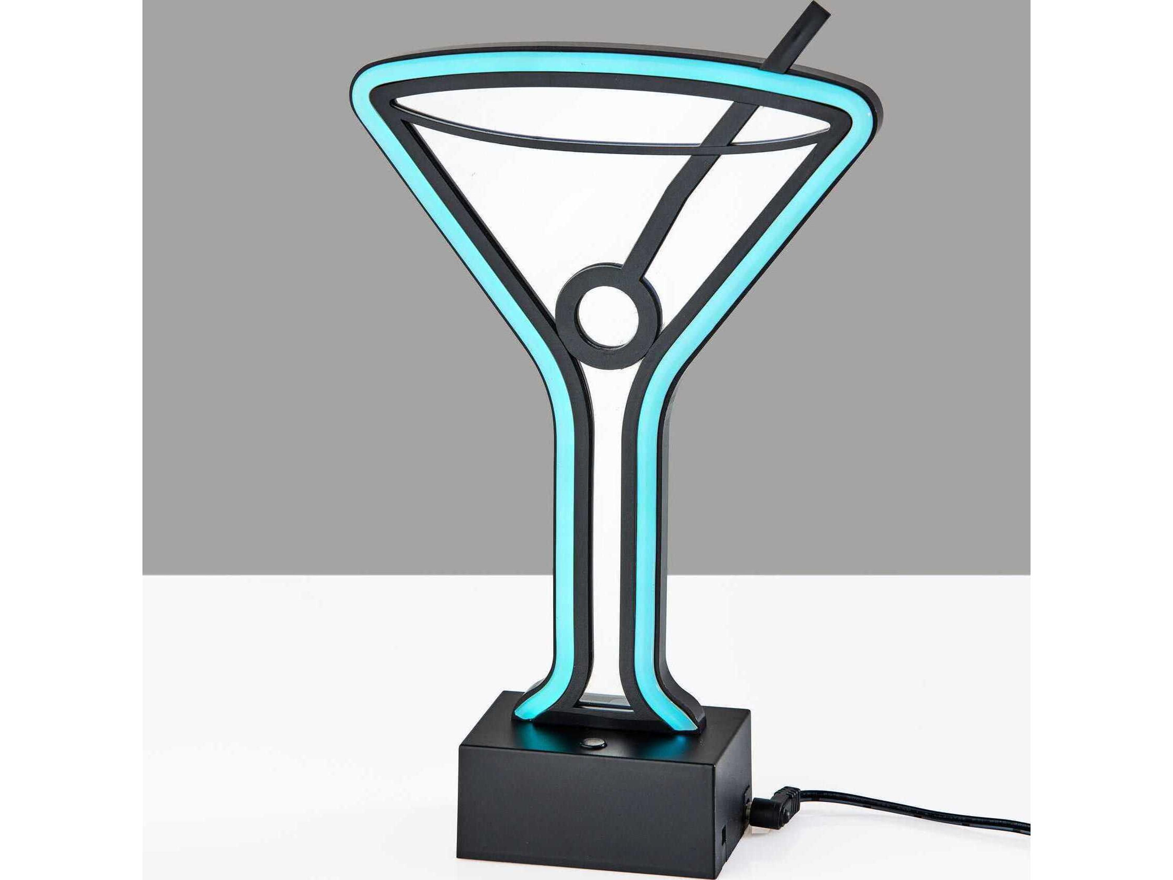 Adesso Infinity Black Mirrored Plastic With Neon Border Table Lamp