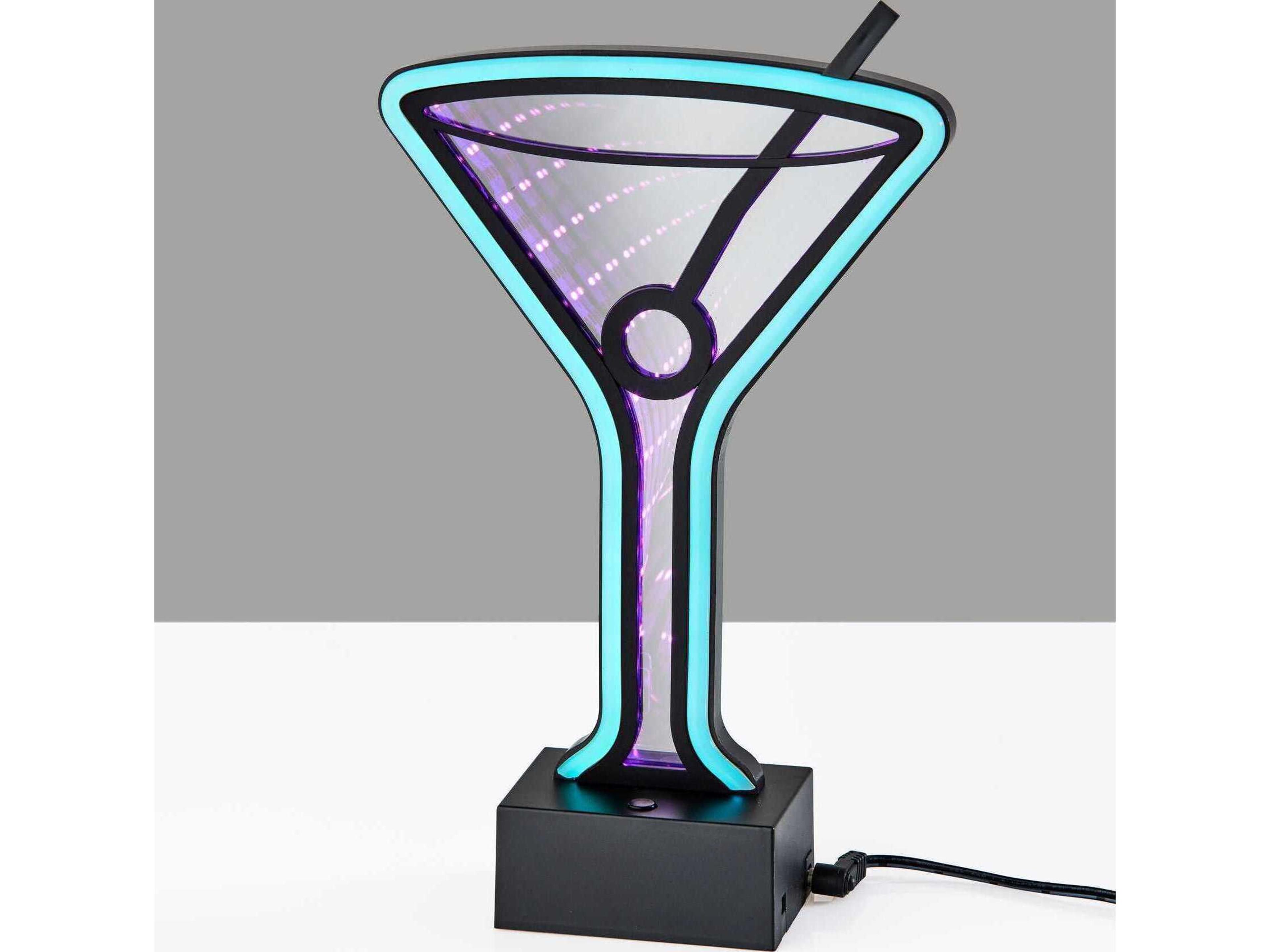 Adesso Infinity Black Mirrored Plastic With Neon Border Table Lamp