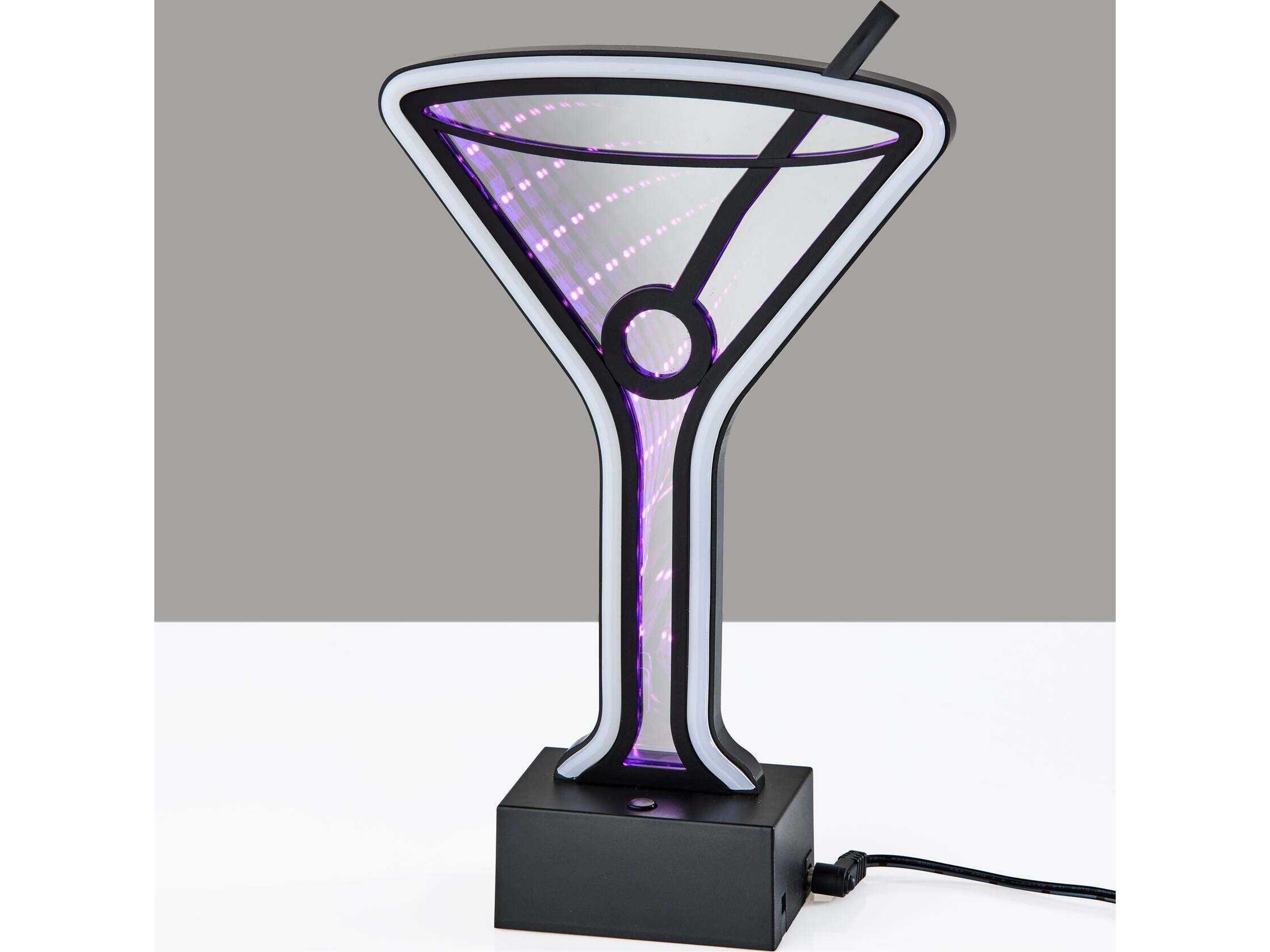 Adesso Infinity Black Mirrored Plastic With Neon Border Table Lamp