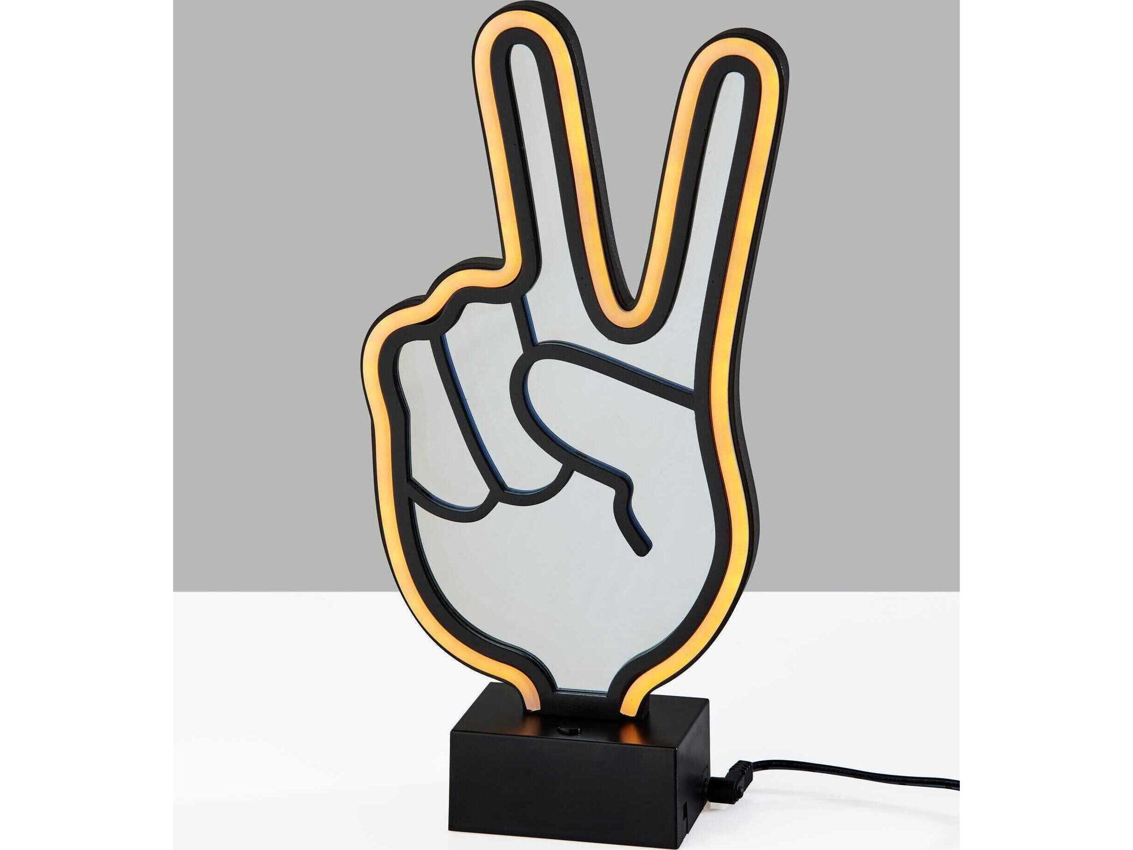 Adesso Infinity Black Mirrored Plastic With Neon Border Table Lamp