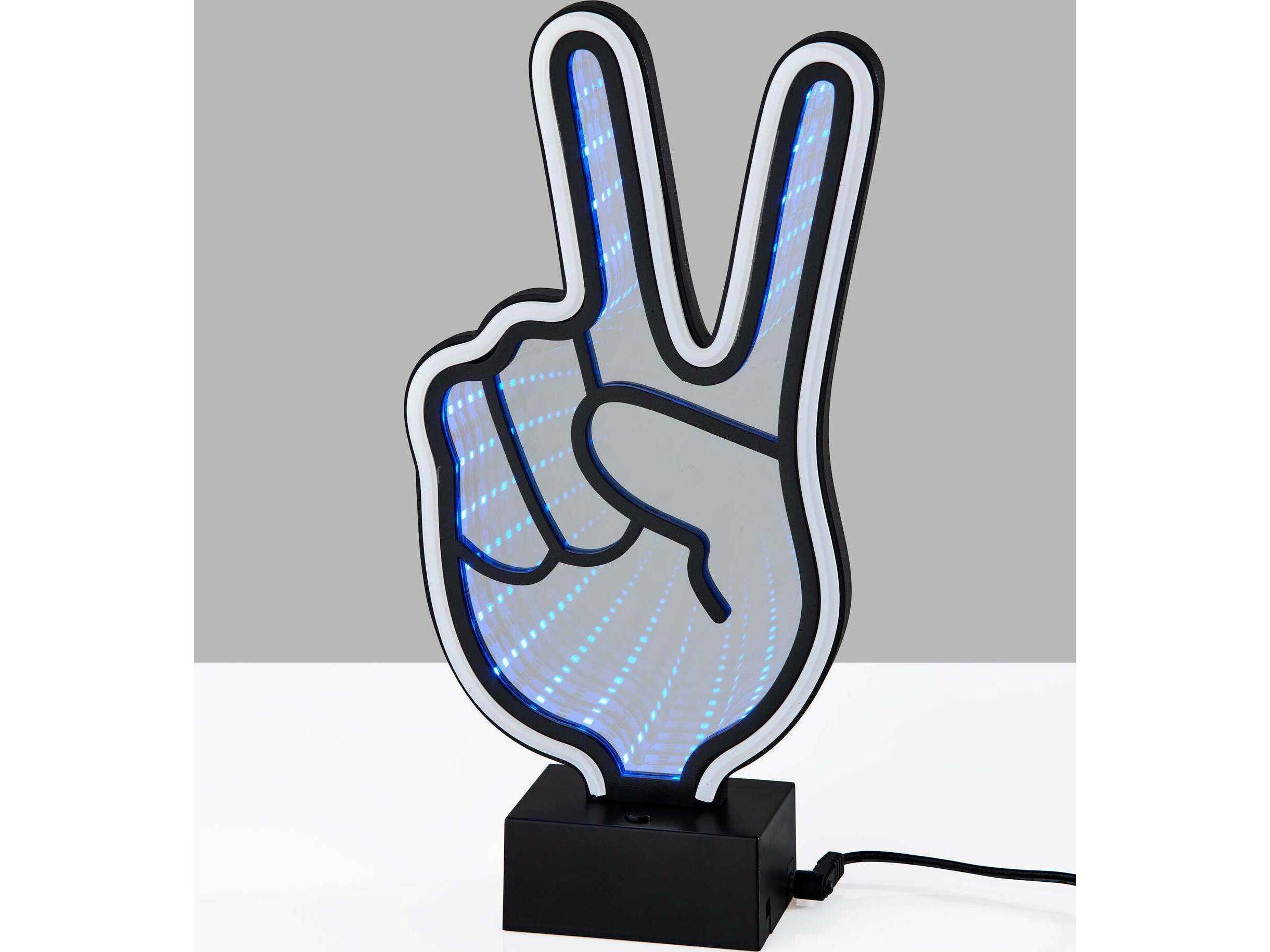 Adesso Infinity Black Mirrored Plastic With Neon Border Table Lamp