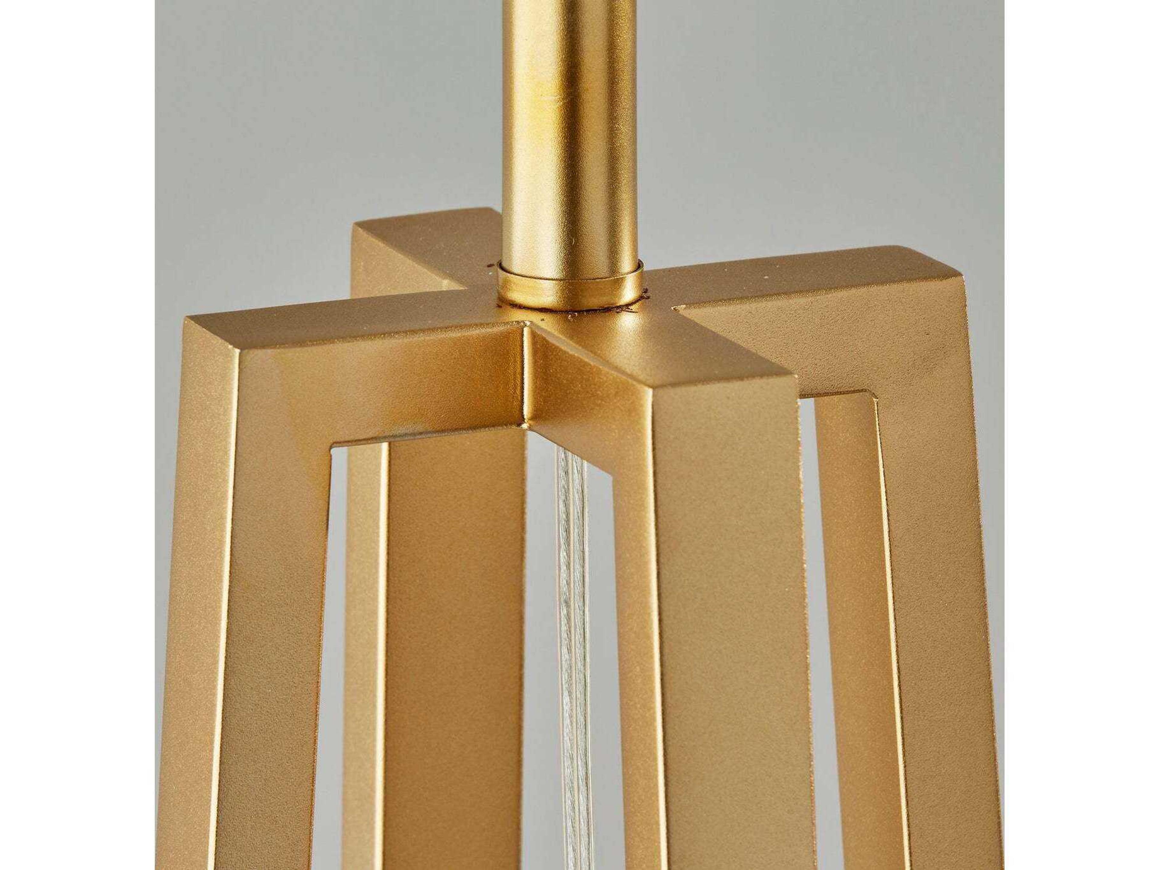 Adesso Oakley Antique Brass White Linen Fabric Floor Lamp