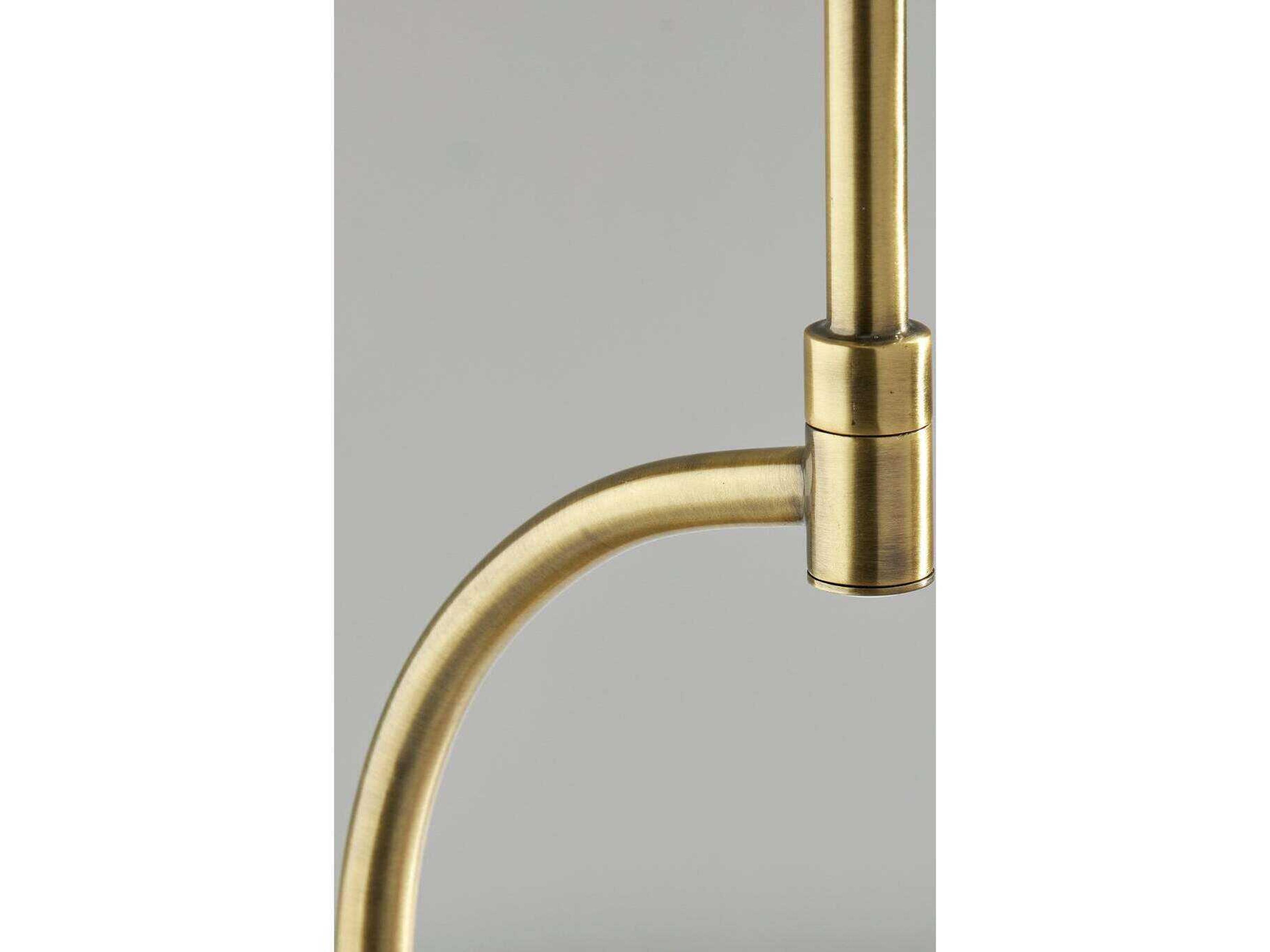 Adesso Oakley Antique Brass White Linen Fabric Floor Lamp