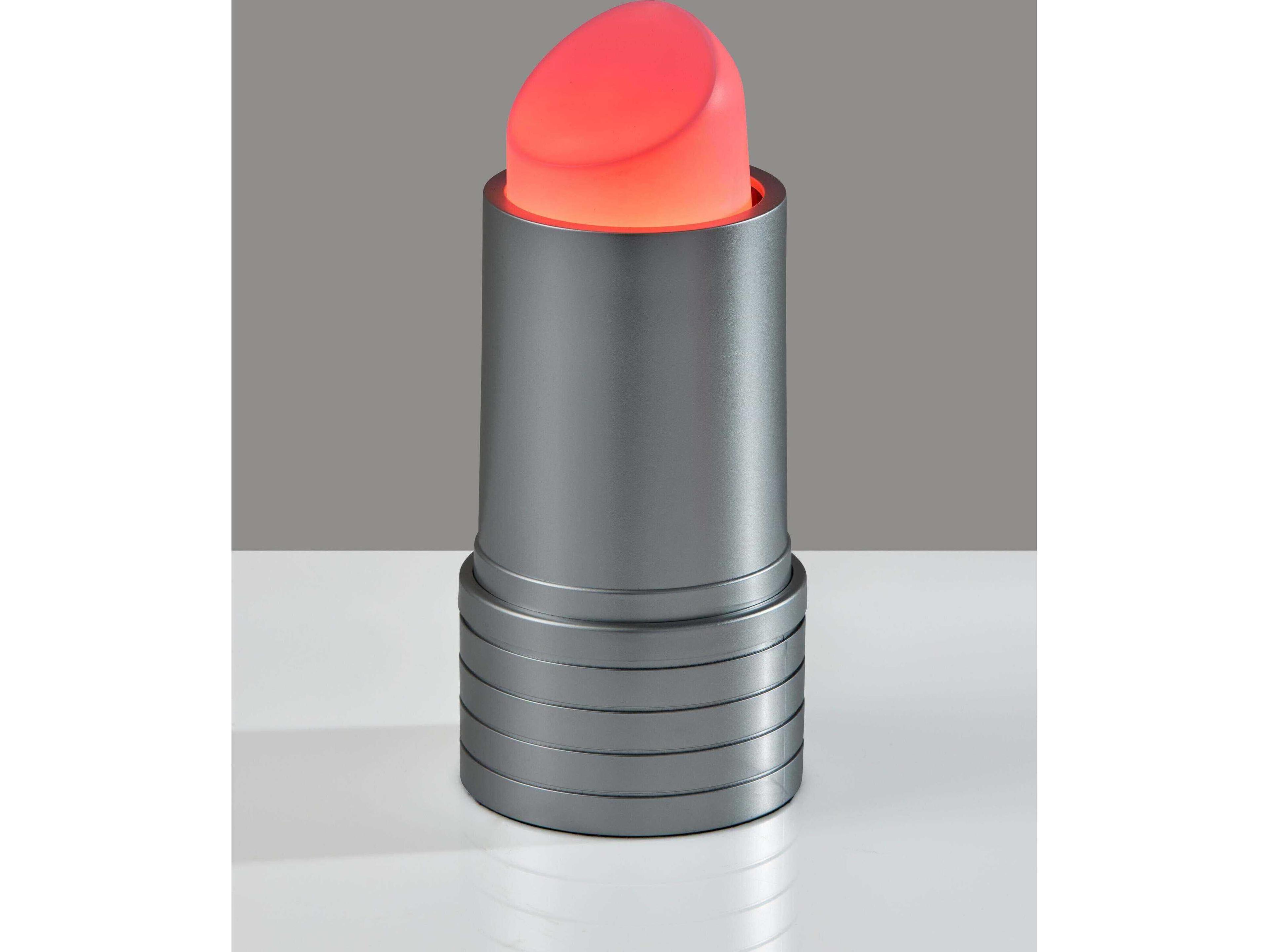 Adesso Lipstick Silver Pink Plastic Table Lamp
