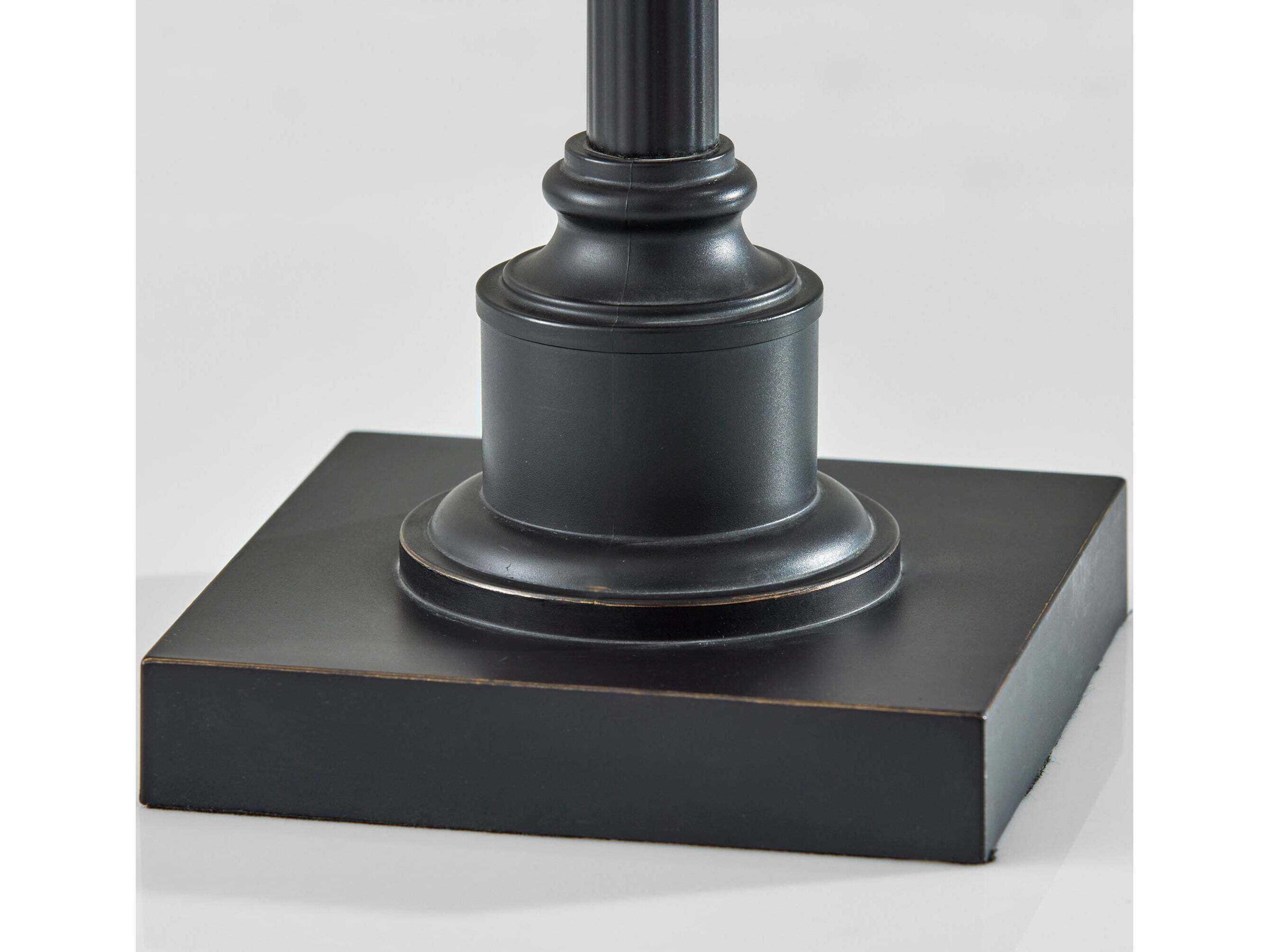 Adesso Dante Black Tan Textured Linen Traditional Buffet Lamp