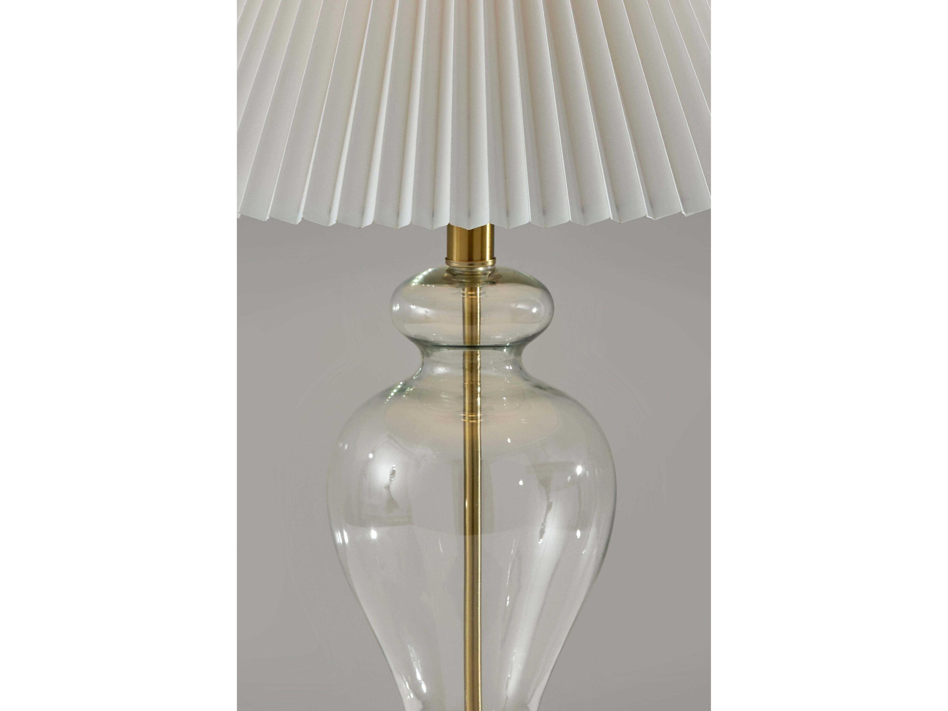 Adesso Sonata Glass White Fabric Brass Buffet Lamp