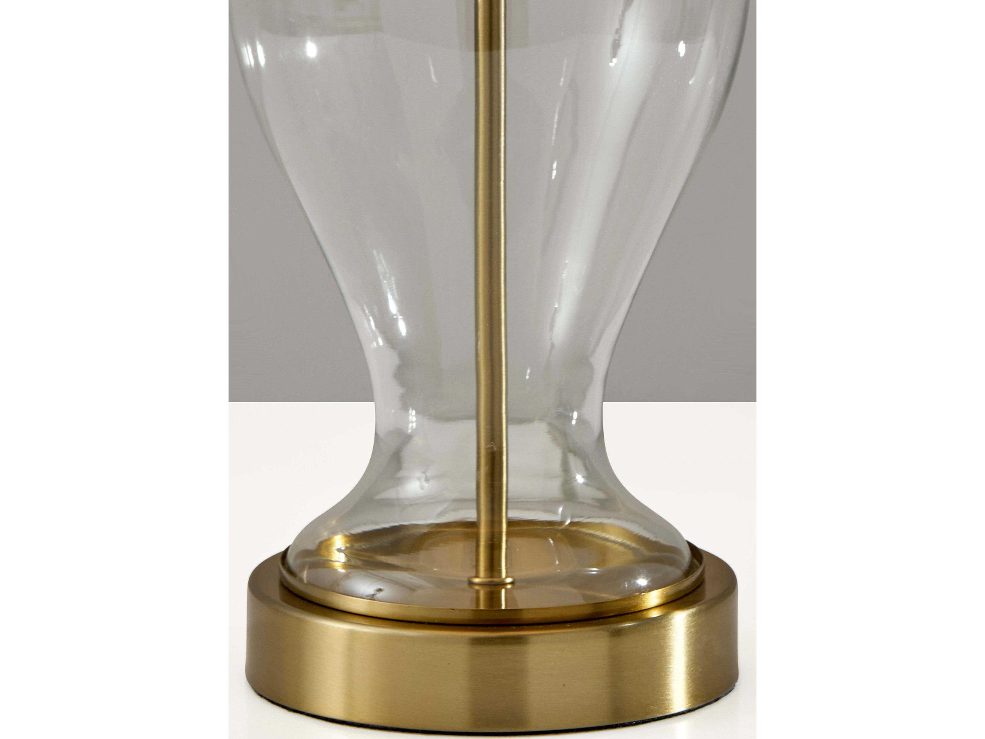 Adesso Sonata Glass White Fabric Brass Buffet Lamp