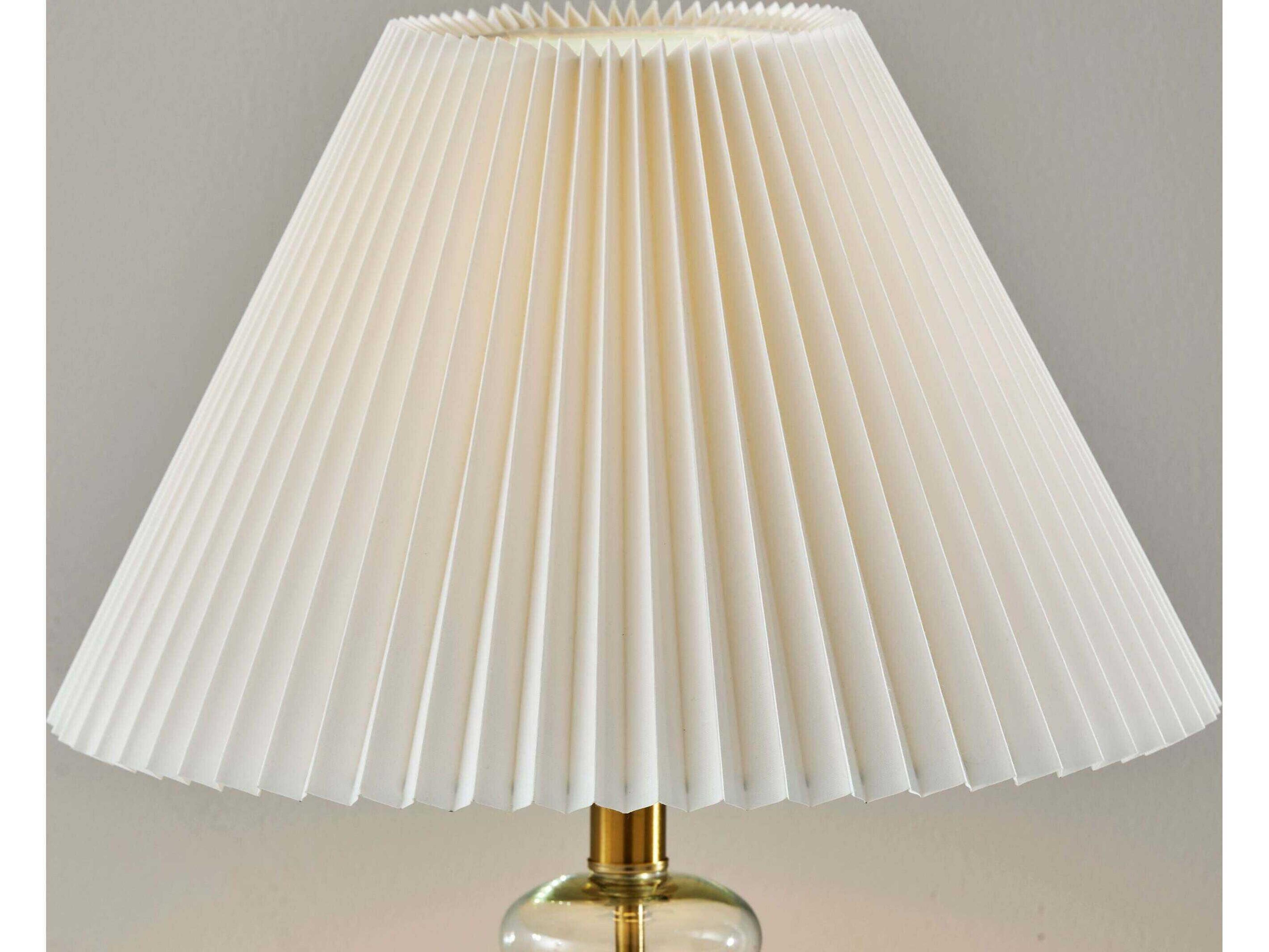 Adesso Sonata Glass White Fabric Brass Buffet Lamp
