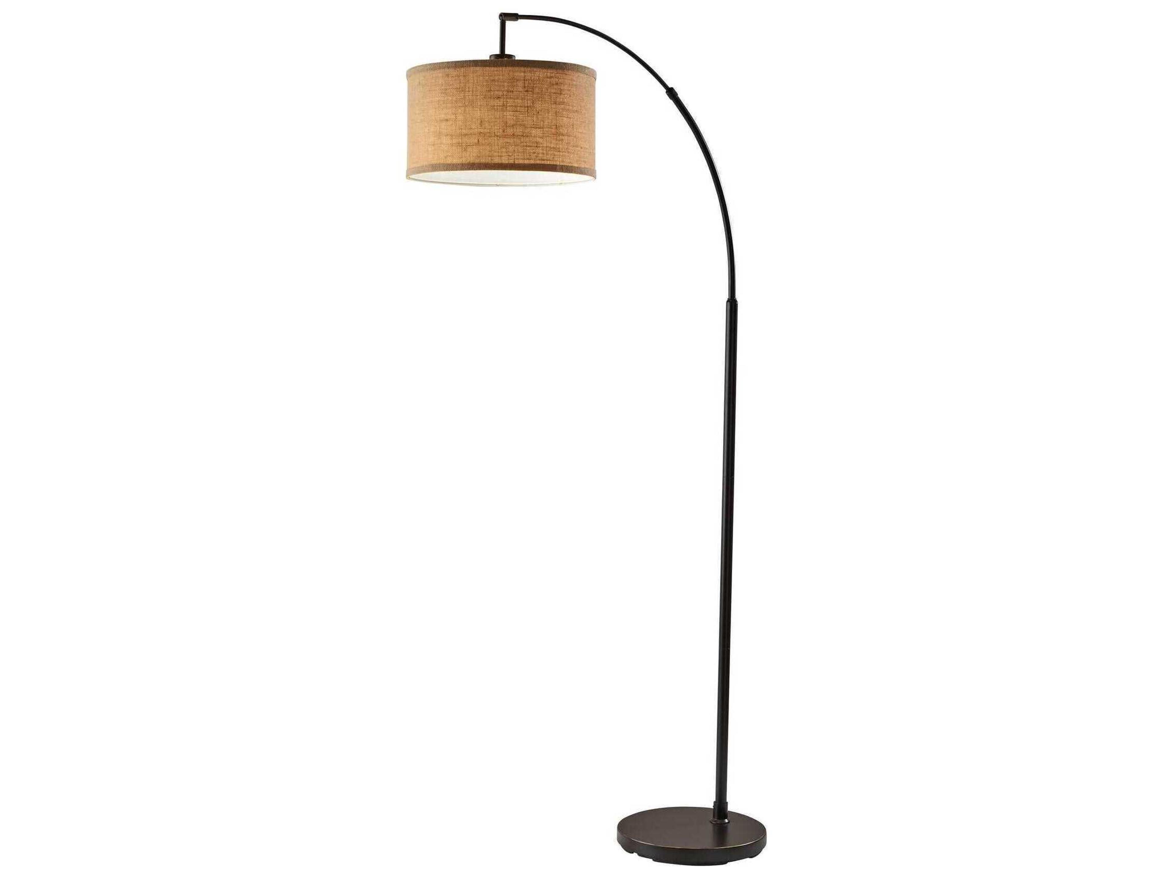 Burlap Arc Floor Lamp Antique Bronze