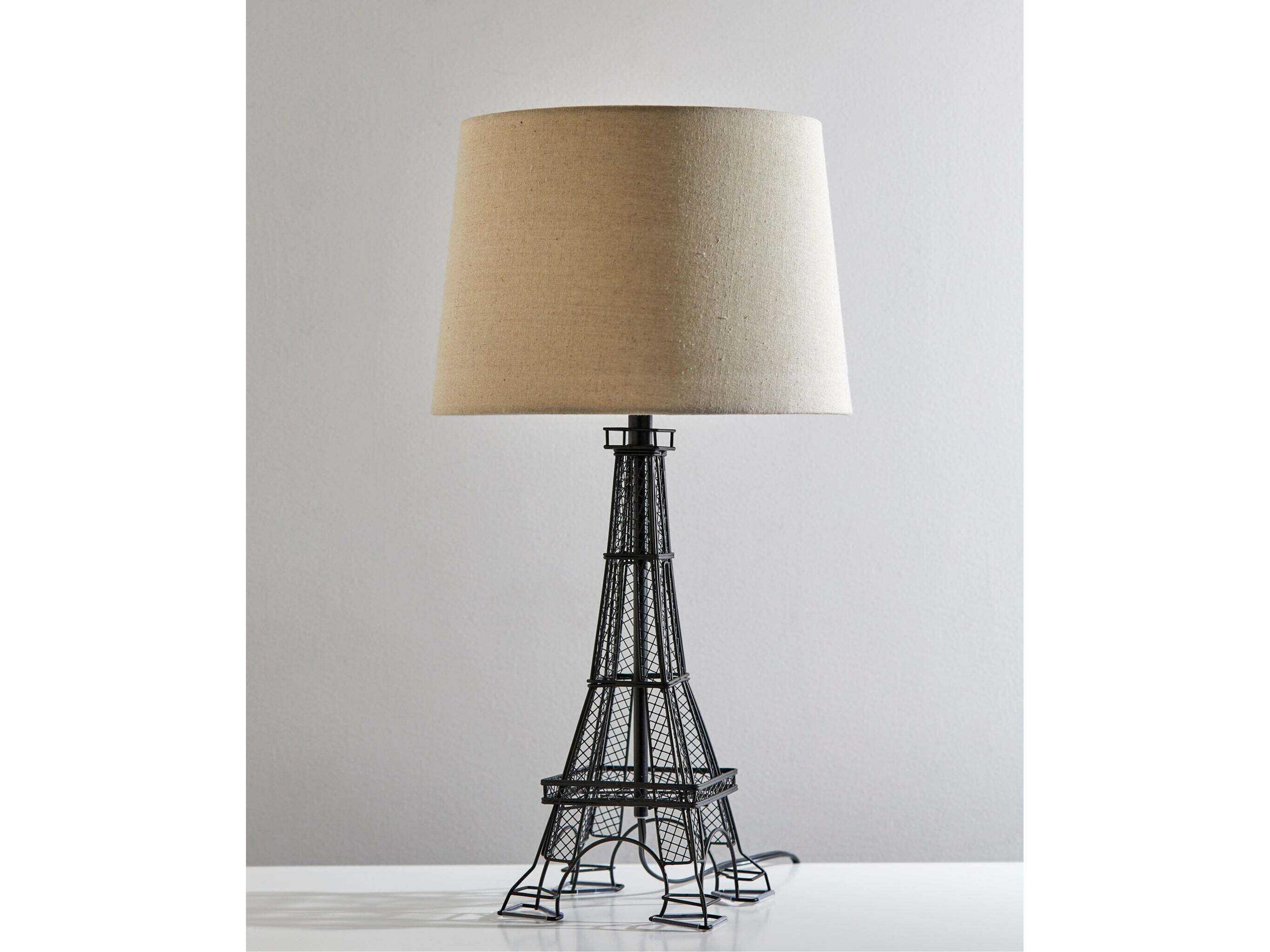 Adesso Eiffel Black Oatmeal Fabric Buffet Lamp