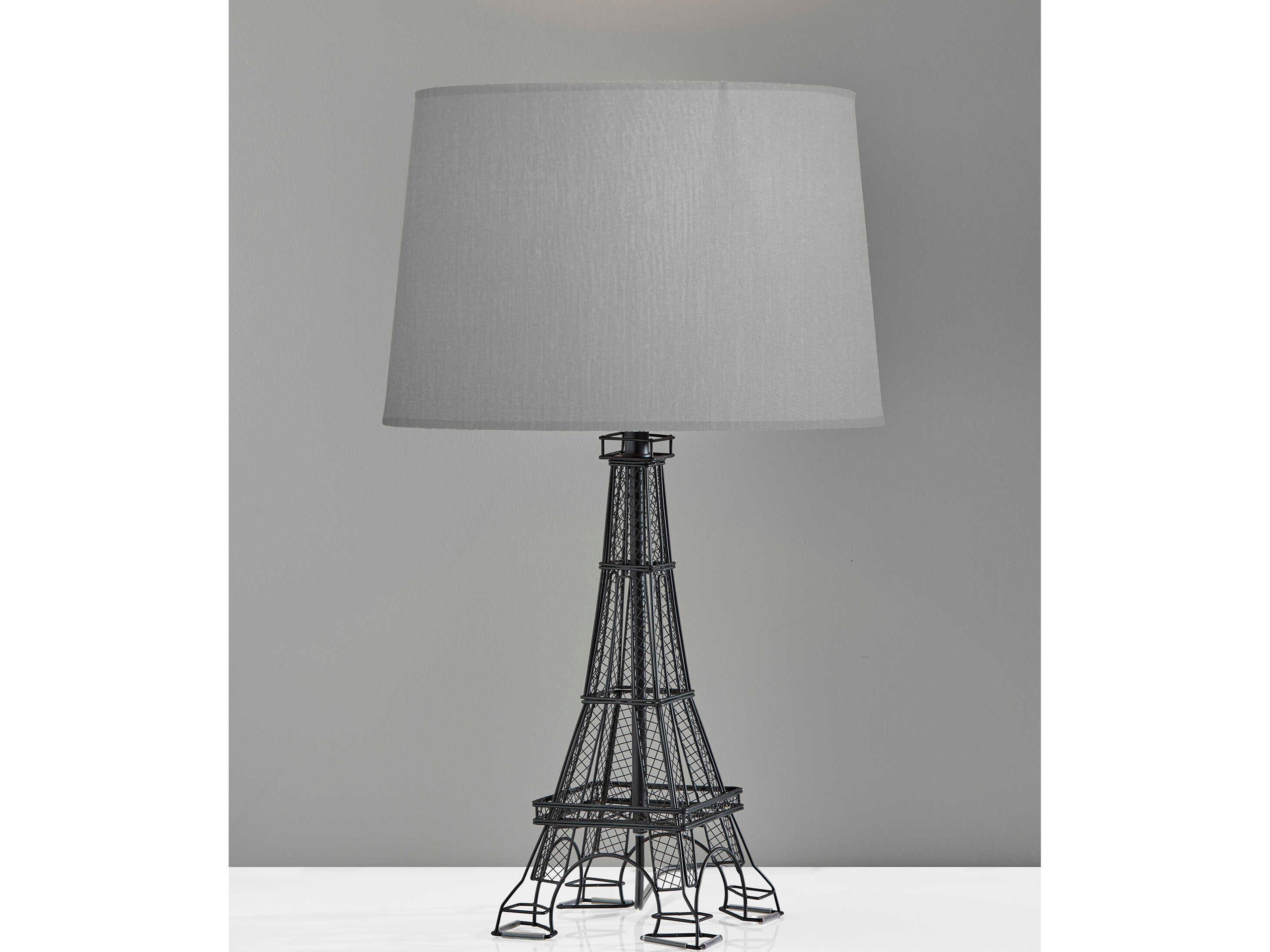 Adesso Eiffel Black Grey Fabric Buffet Lamp