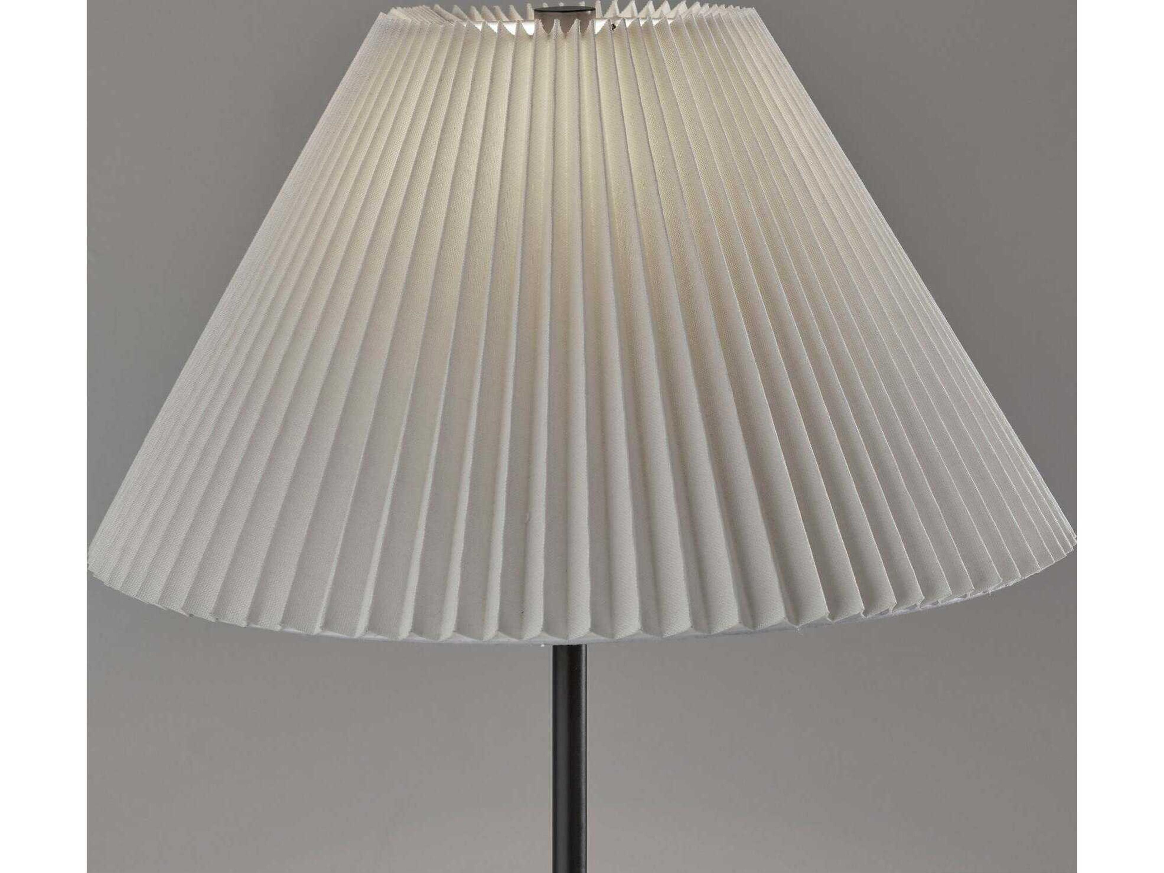 Adesso Jeremy Black White Pleated Fabric Floor Lamp